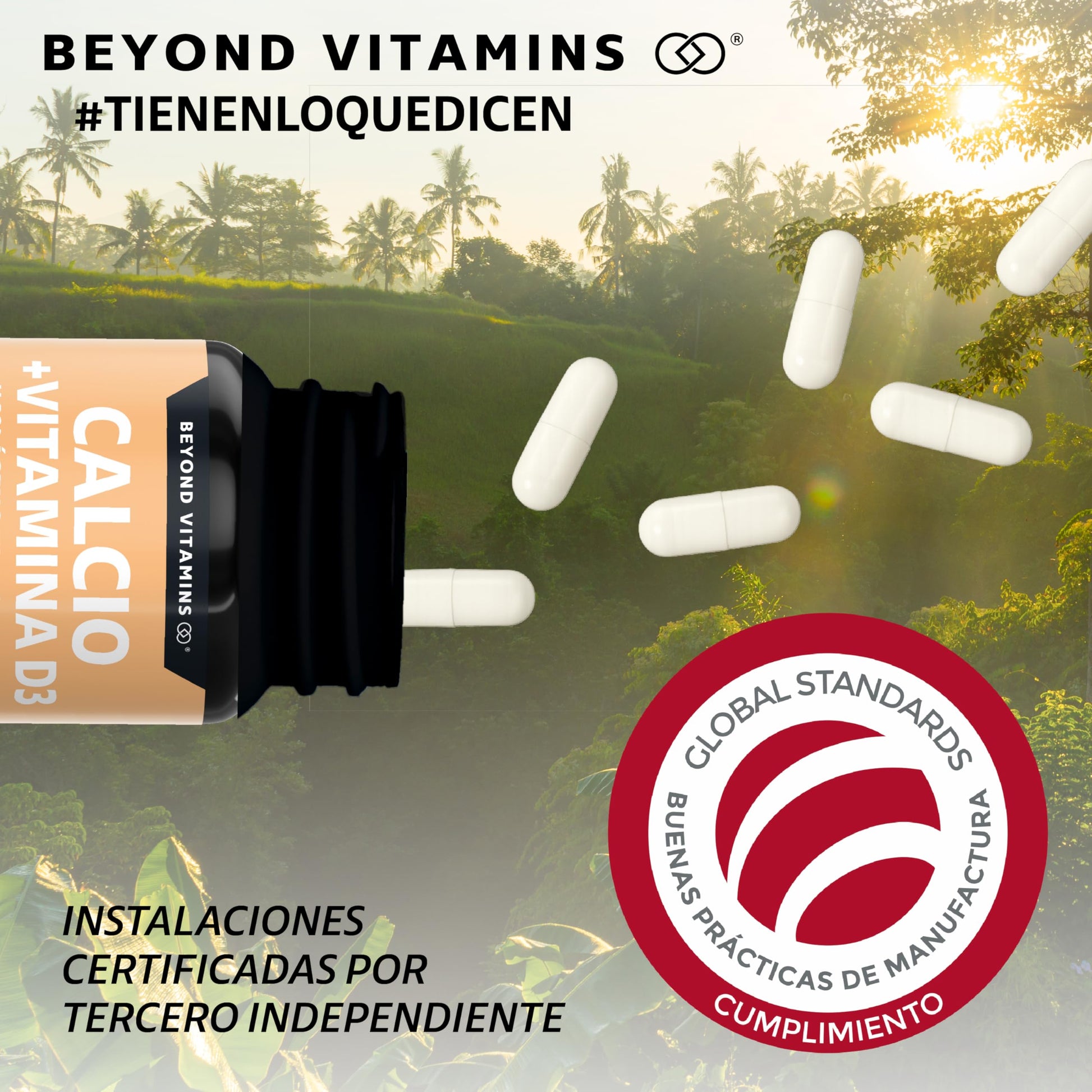 Beyond Vitamins | Calcio 1000 + Vitamina D3 | Potenciado con Colágeno Hidrolizado y Vitamina C | Caltrato 1000mg con Cápsula Vegana para todas las dietas (180 cápsulas)