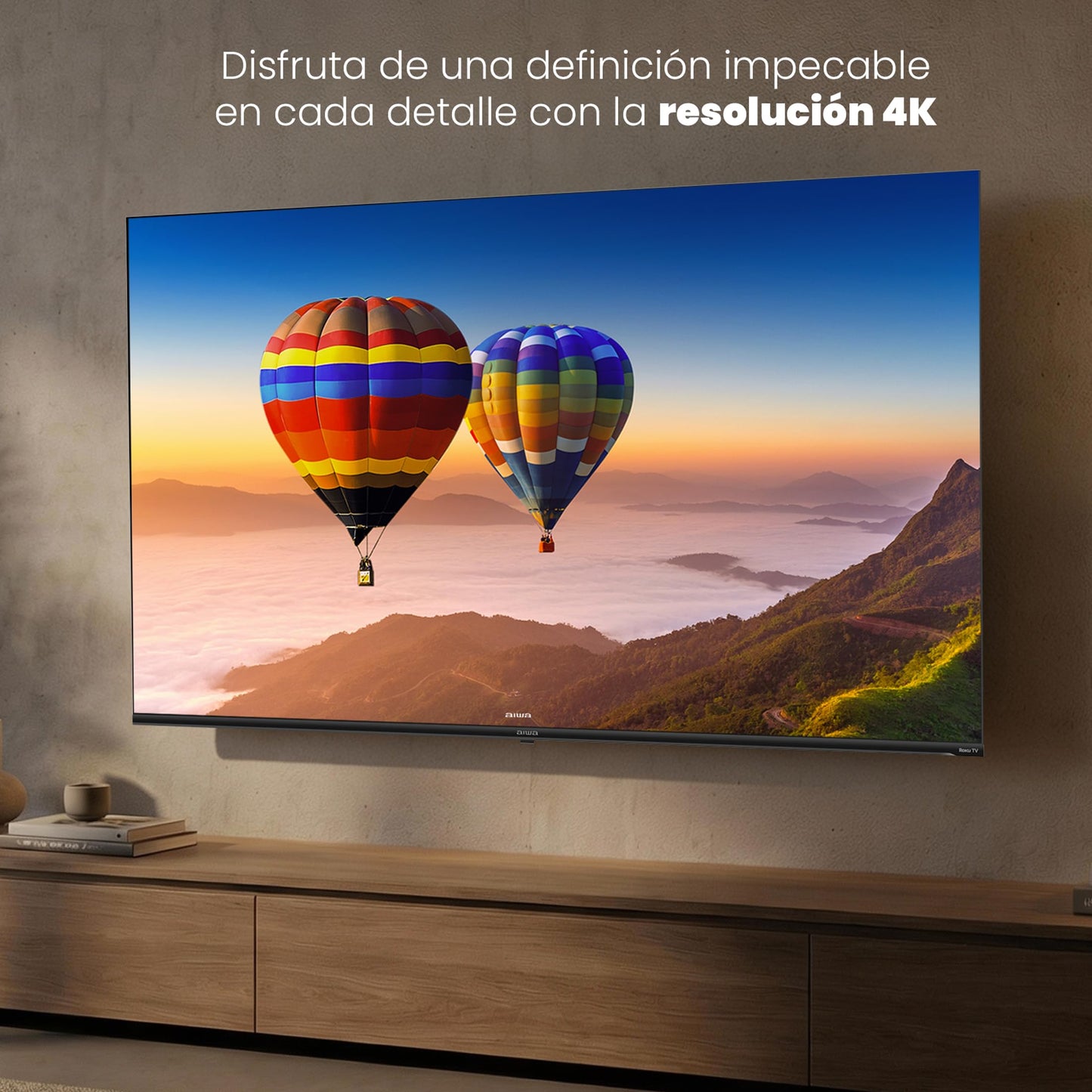 Aiwa Pantalla Smart Tv 65 Pulgadas Qled 4K Uhd Aw65rkq Compatible con Apple Airplay, Homekit, Alexa y Google Home - Roku Tv Integrado con B?squeda por Voz, Hdmi, Wifi y Acceso a Apps de Streaming
