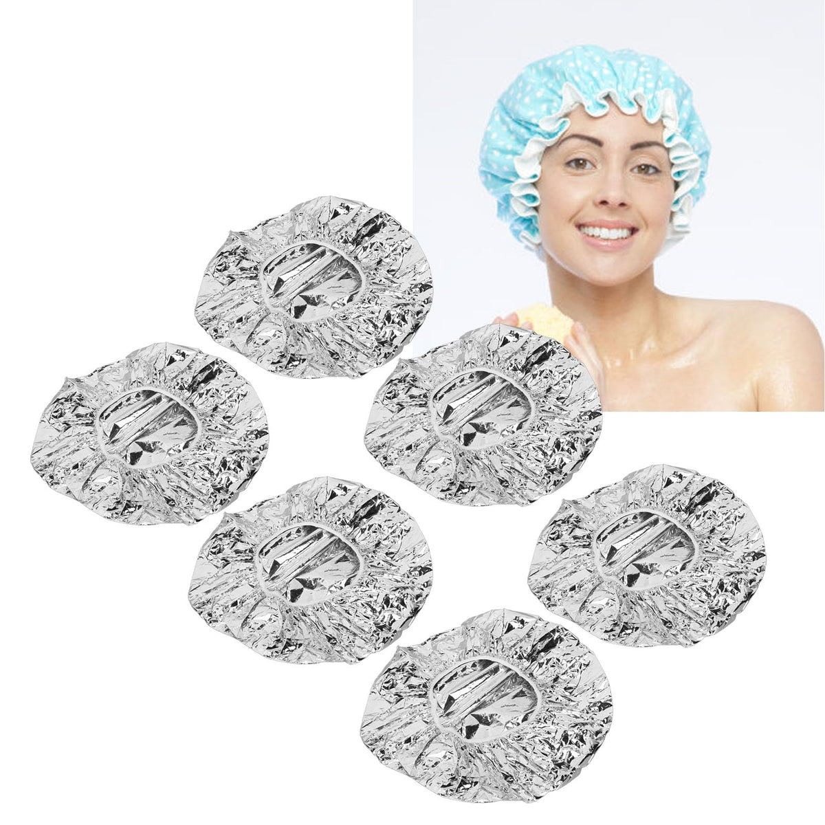 Fockety 10Pcs Papel de Aluminio Gorro Térmico para Acondicionamiento Profundo, Gorro Reutilizable para el Procesamiento del Cabello para Uso en el Hogar, Gorro de Papel de Estaño