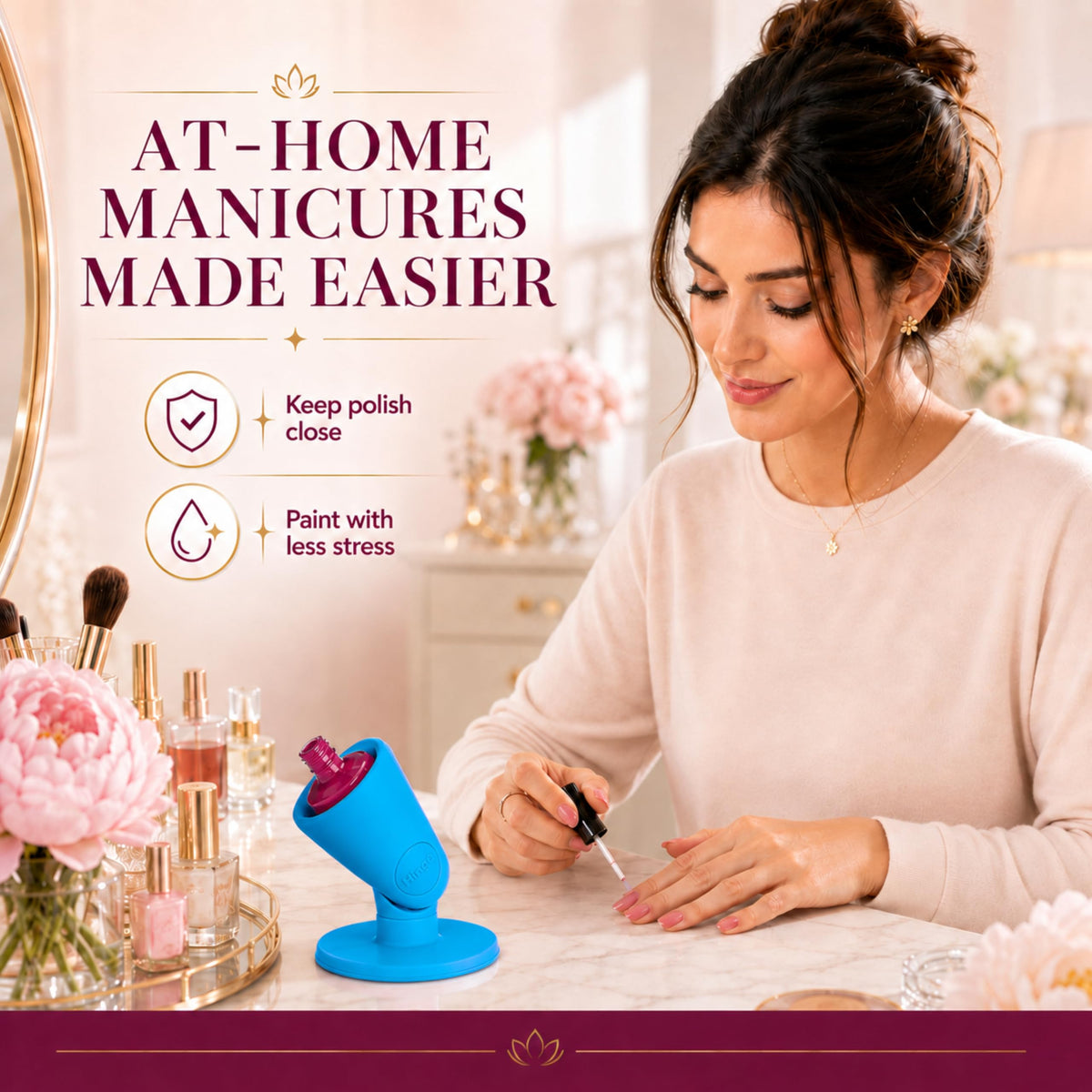 tweexy - Soporte para botella de esmalte de uñas sin inclinar, soporte para esmalte de uñas antiderrames, inclinado, succión de bloqueo de aire IntelliStick | pintura de uñas, herramientas de arte de