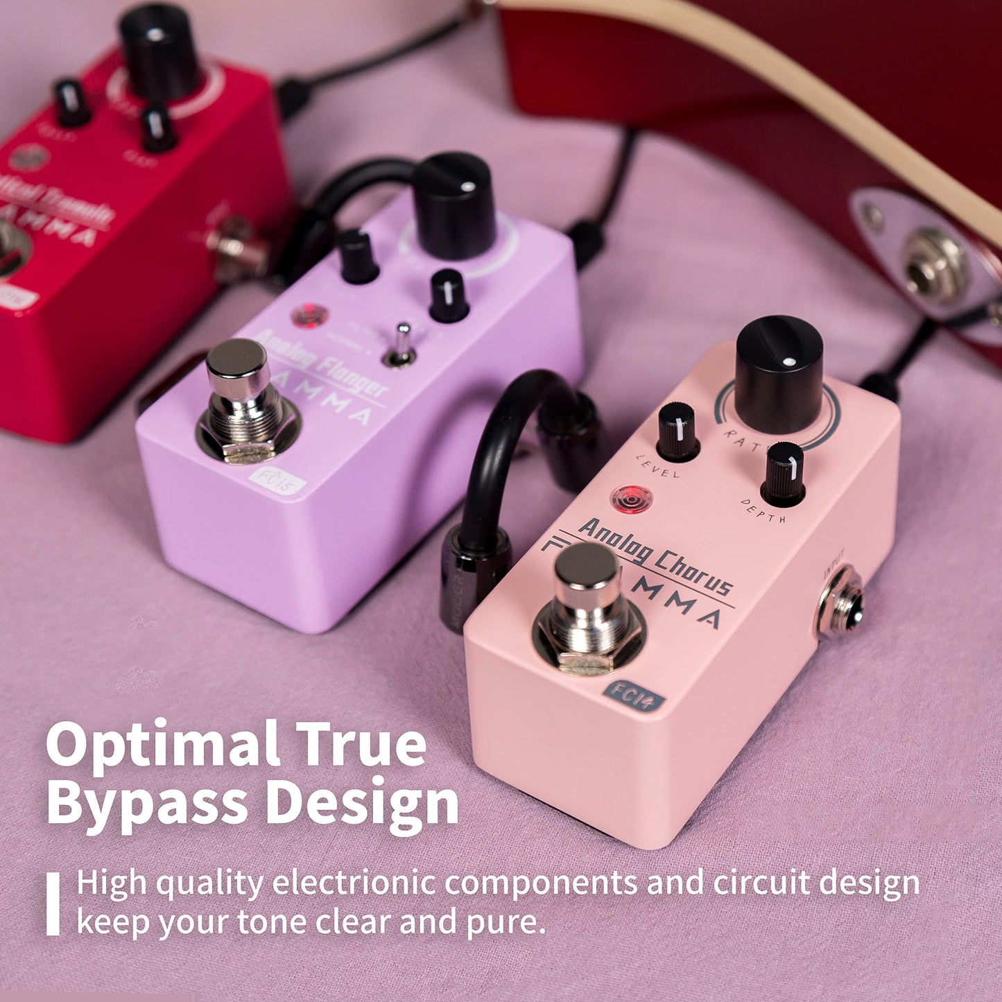 Pedal de Efectos de Guitarra Flamma FC14 Analógico Portátil Durable Carcasa de Metal