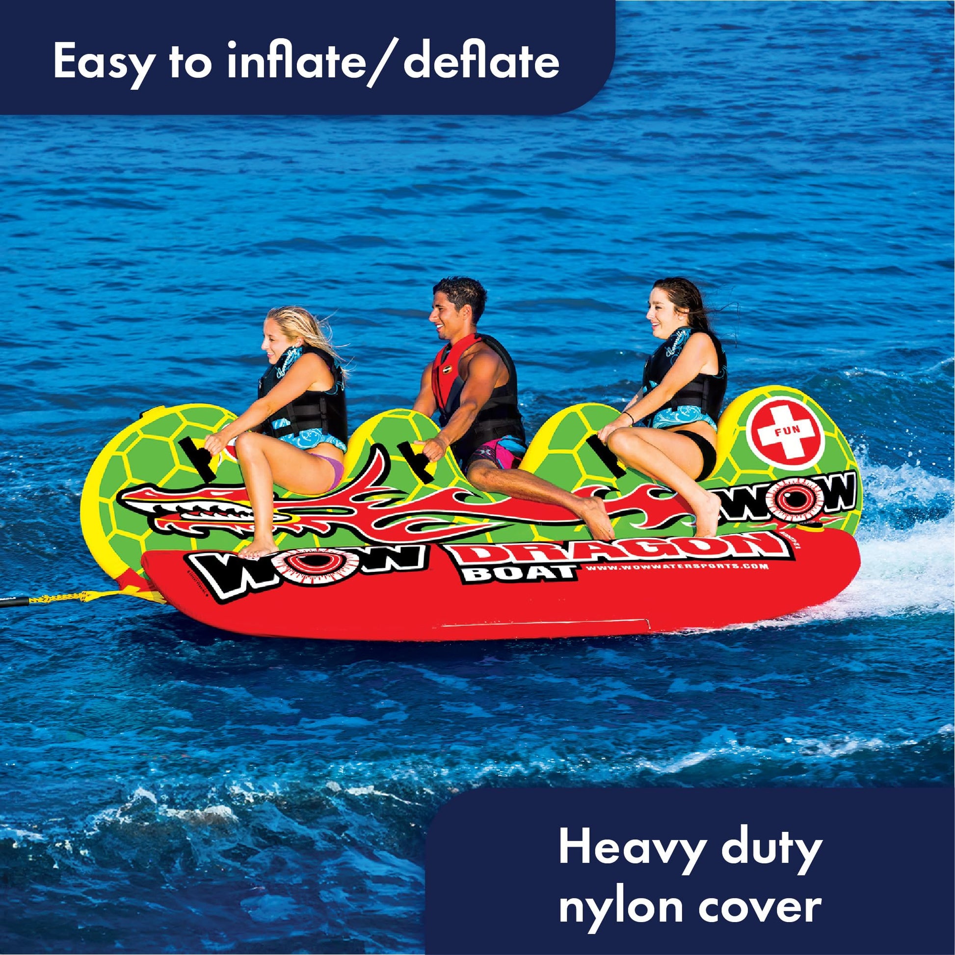 Bote Inflable Wow World of Watersports Dragon 3 Personas Remolque