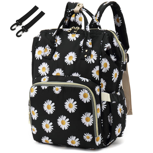 Mochila Floral Yusudan margarita negra para Pañales para Mujer