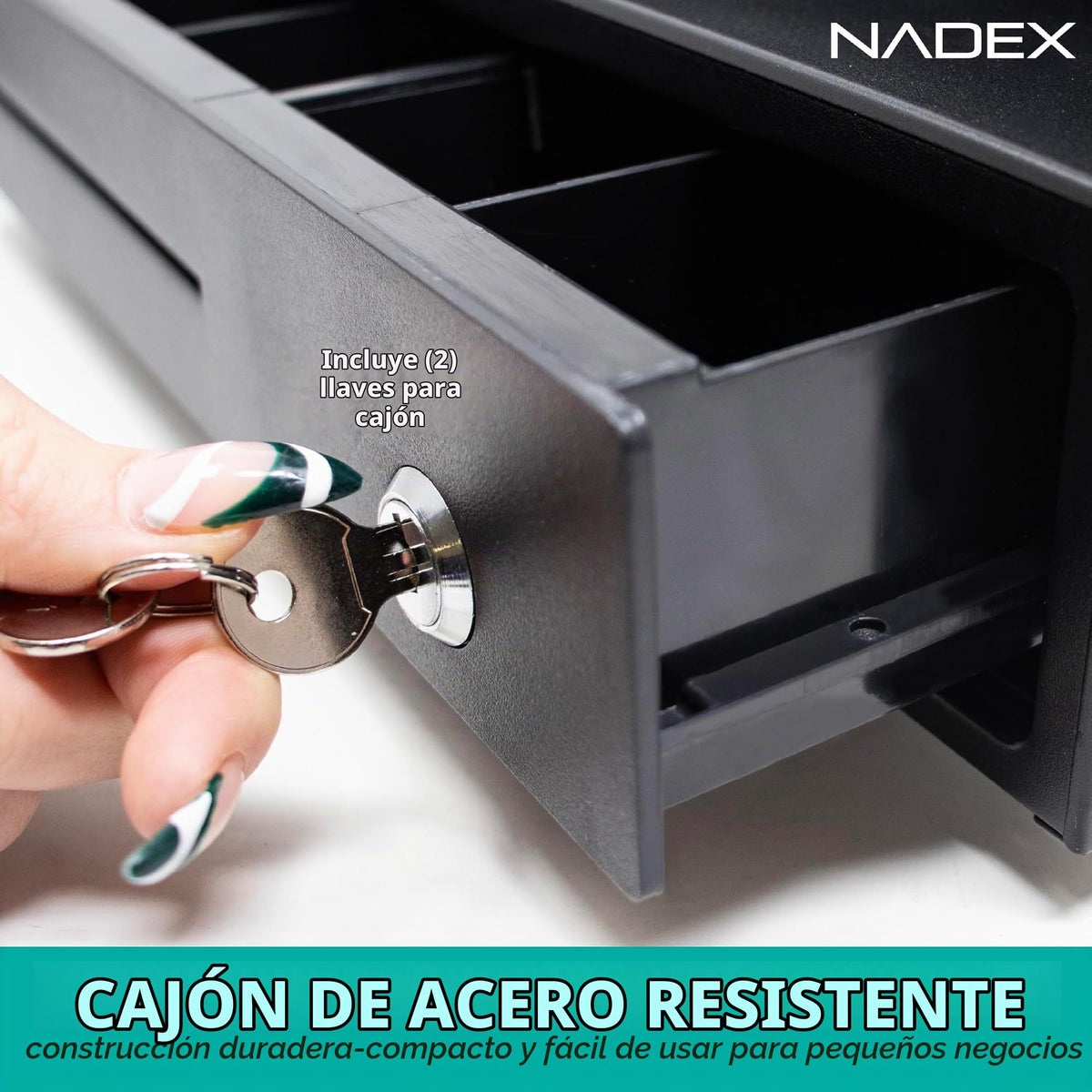 Caja Registradora Nadex CR260 Blanca con Cajón de Efectivo y Monedas