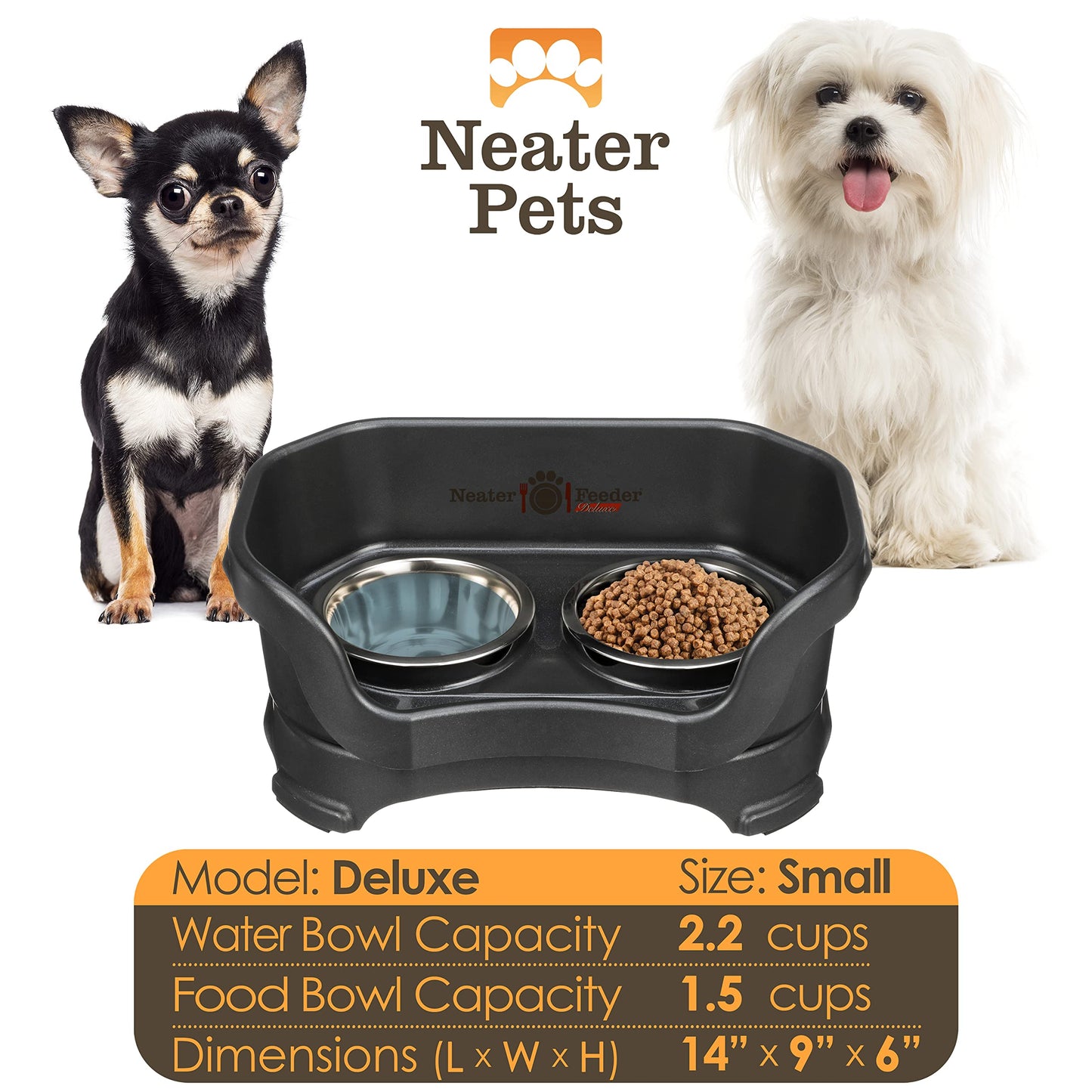Cuencos Elevados Neater Feeder Negro medianoche Antideslizante para Perro Pequeño