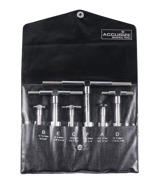 Accusize - Juego de 6 Calibradores Telescopicos Doble Acción 5/16"-6", #EG02-5011