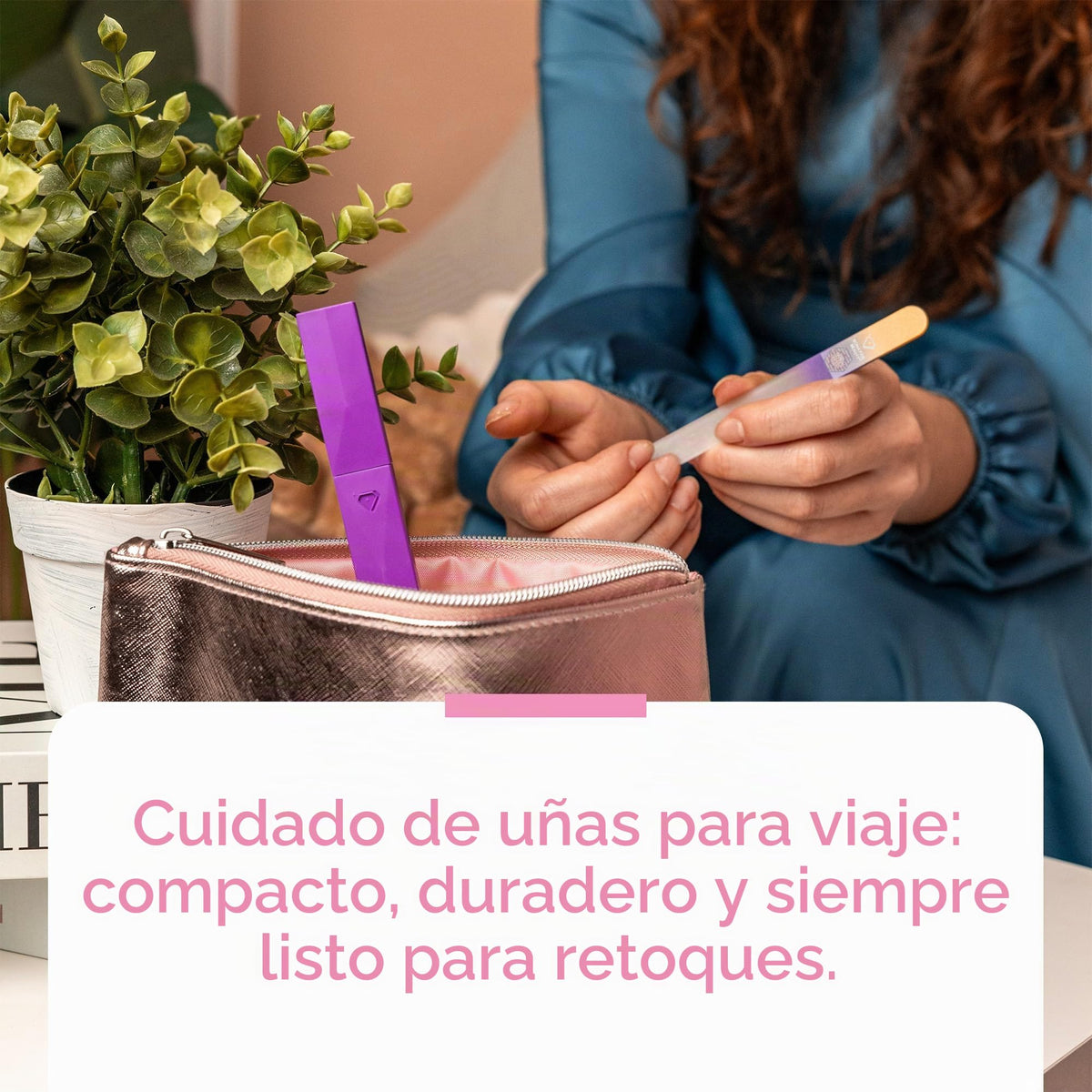 BONA FIDE BEAUTY - Lima de vidrio para uñas, grano 180, mediano, dorado/violeta, vidrio checo, esencial para el cuidado de uñas