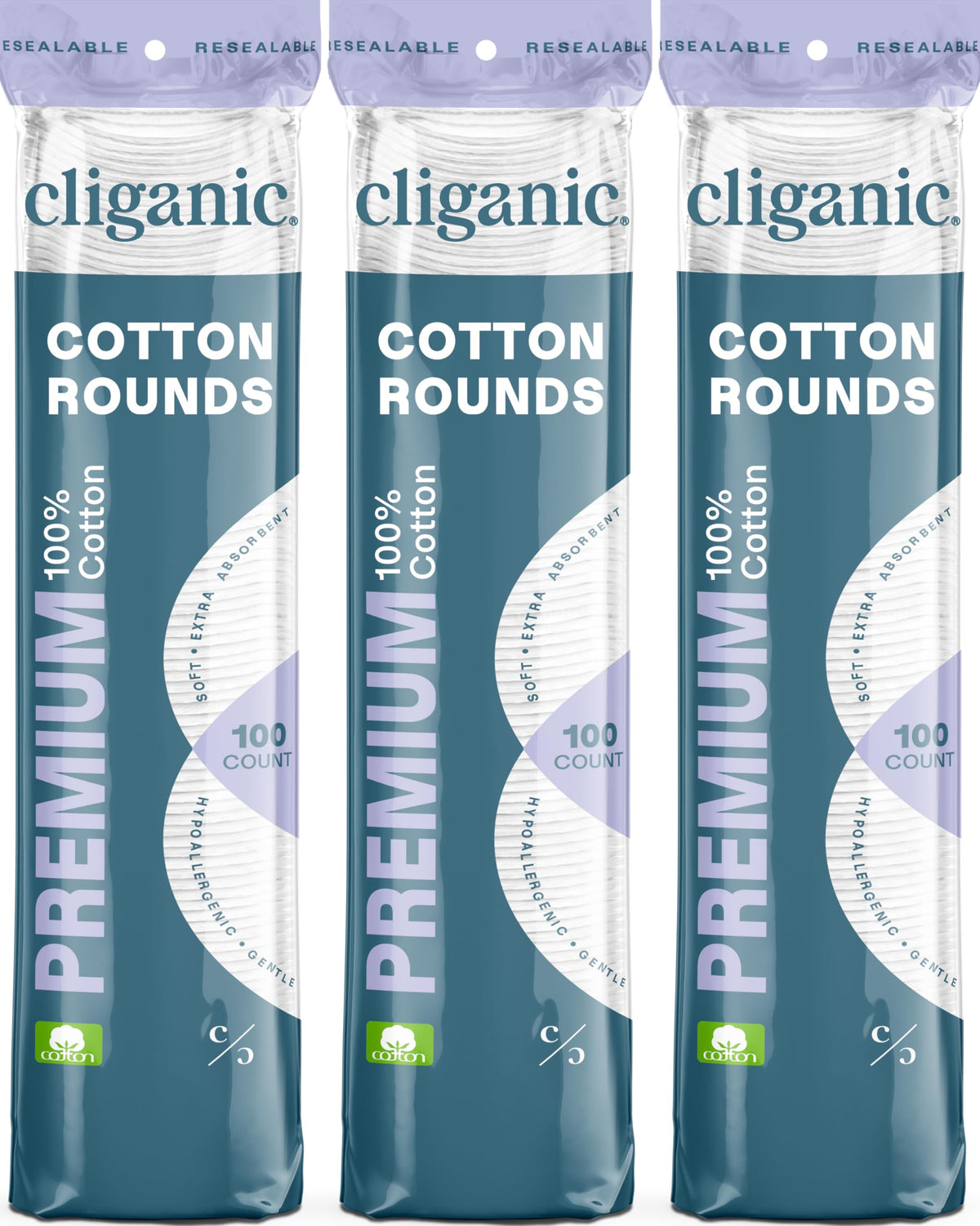 Discos de Algodón Cliganic Blanco Premium Hipoalergénico 100% Puro 300 Piezas