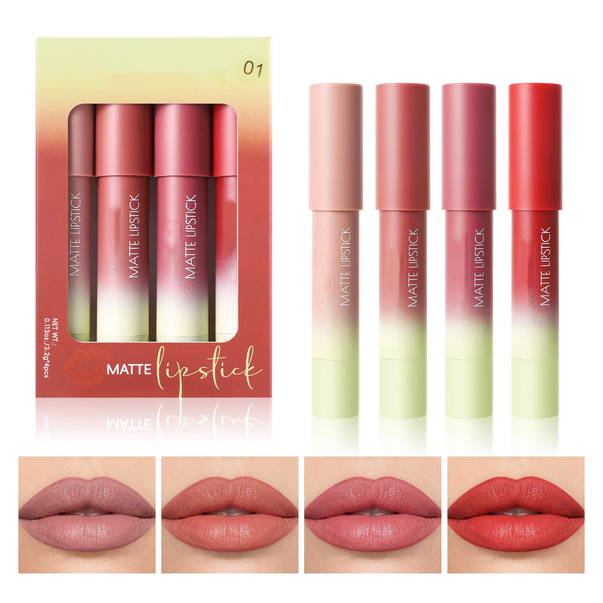 Allphv Set de Labiales y Delineadores, 4 Piezas, 01- para Labios Definidos