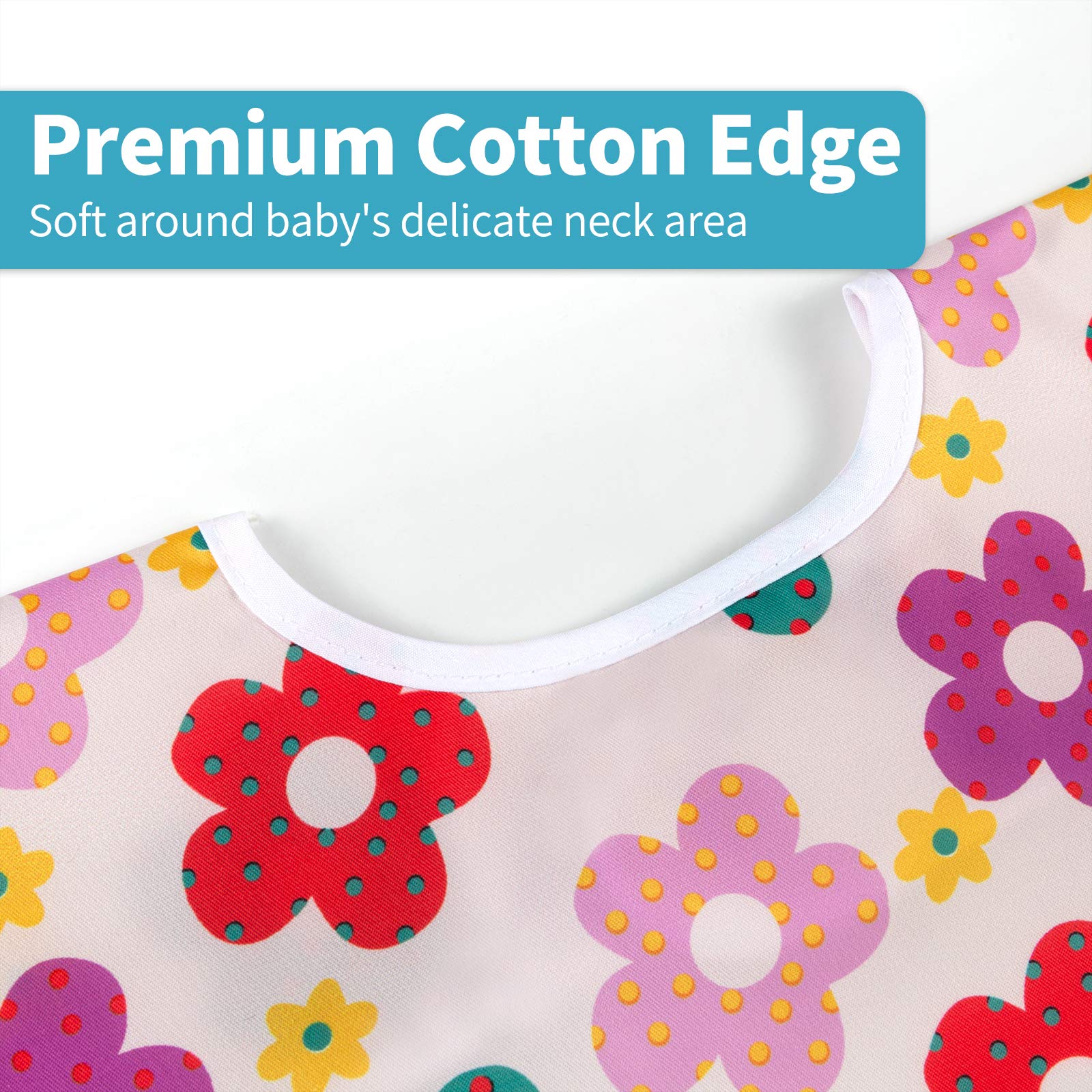 Juego de Baberos Impermeables para Bebés con Bolsillo y Recogedor de Migas 6-24 Meses