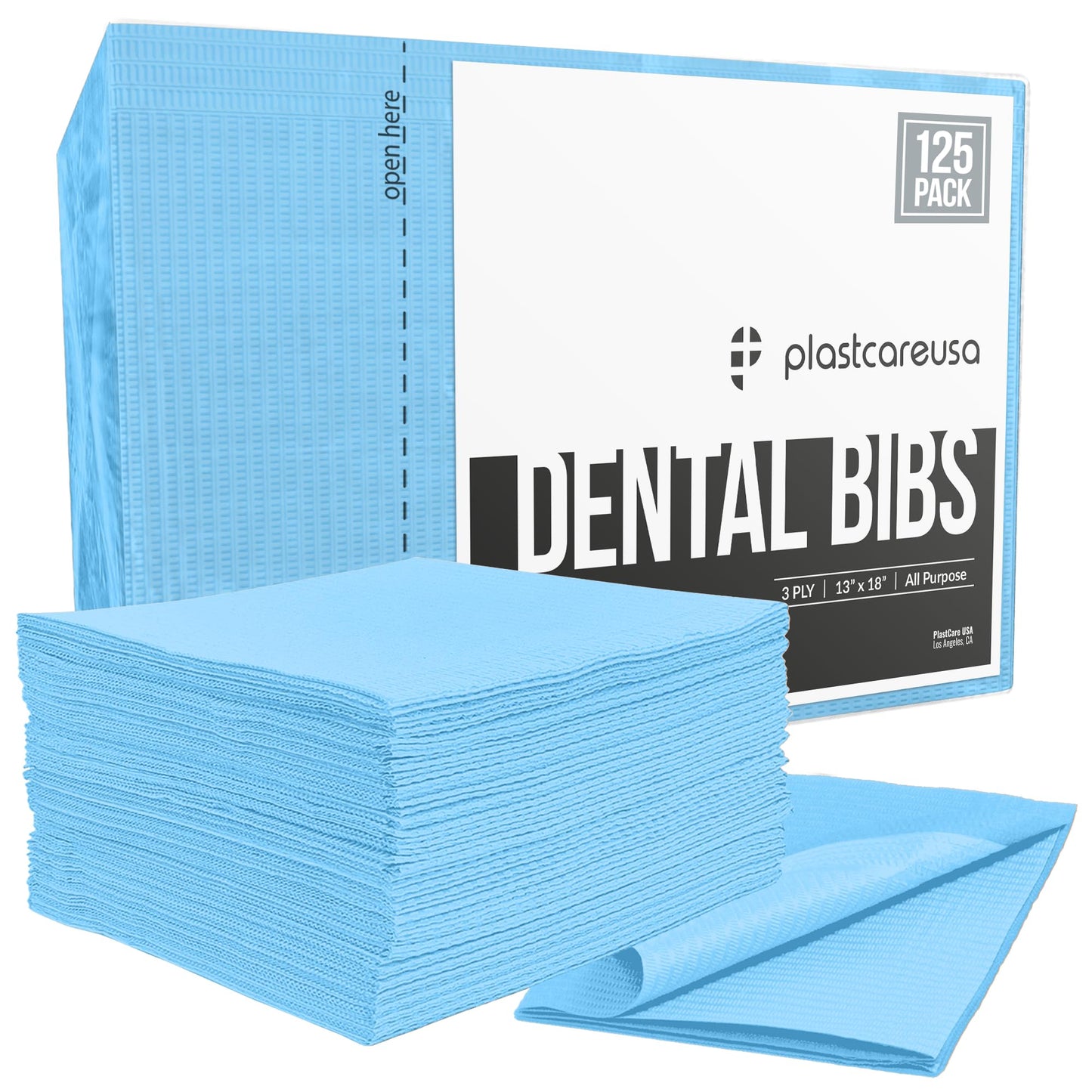 13" x 18" Tattoo Piercing Disposable Waterproof Patient Bibs (125 Pack) (Blue)