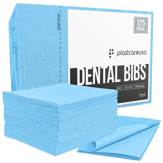 13" x 18" Tattoo Piercing Disposable Waterproof Patient Bibs (125 Pack) (Blue)