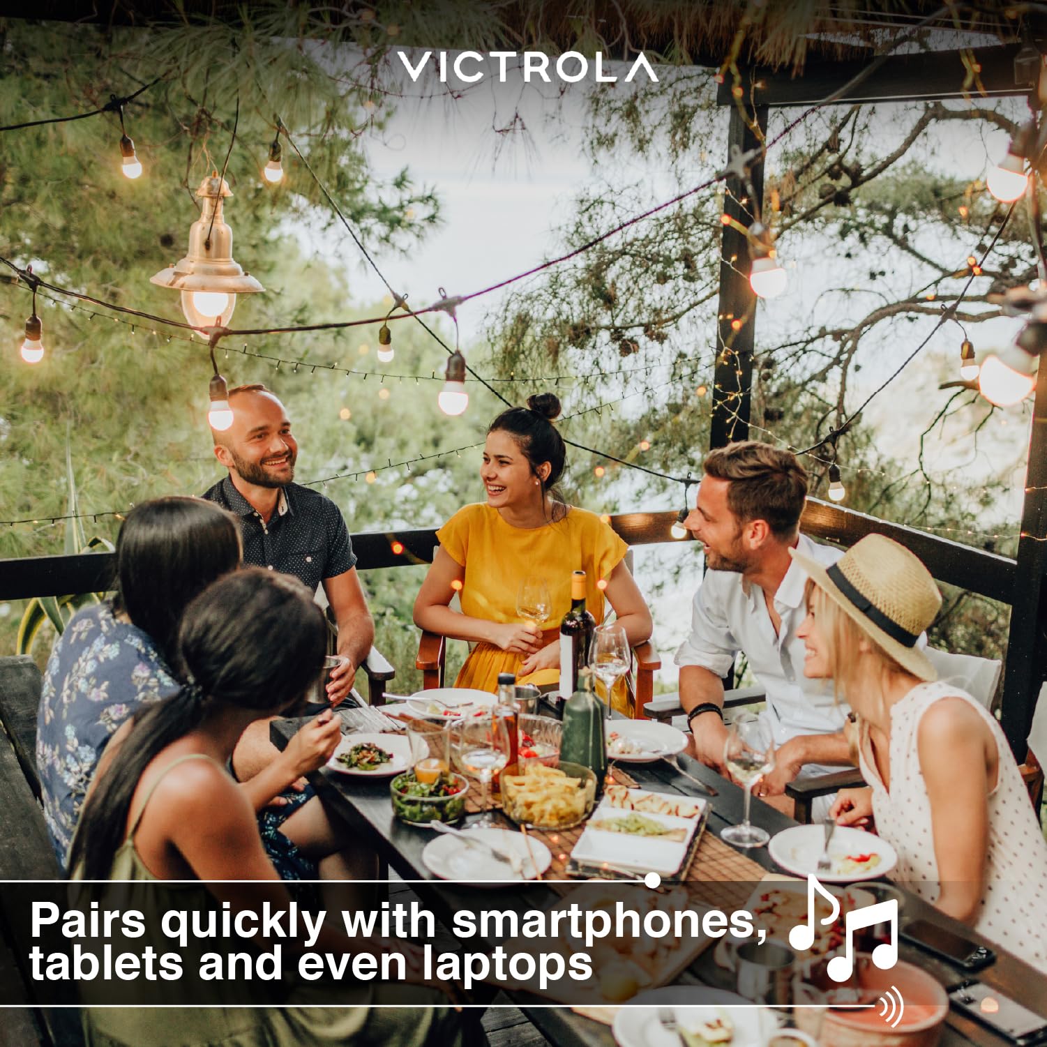 Victrola The Solar Rock Speakers Pair, 14 Hours PlayTime, IPX4 Rechargeable Solar Outdoor Bluetooth Speakers for Garden, Patio, Built for All Seasons, Wireless Music Streaming, Charcoal