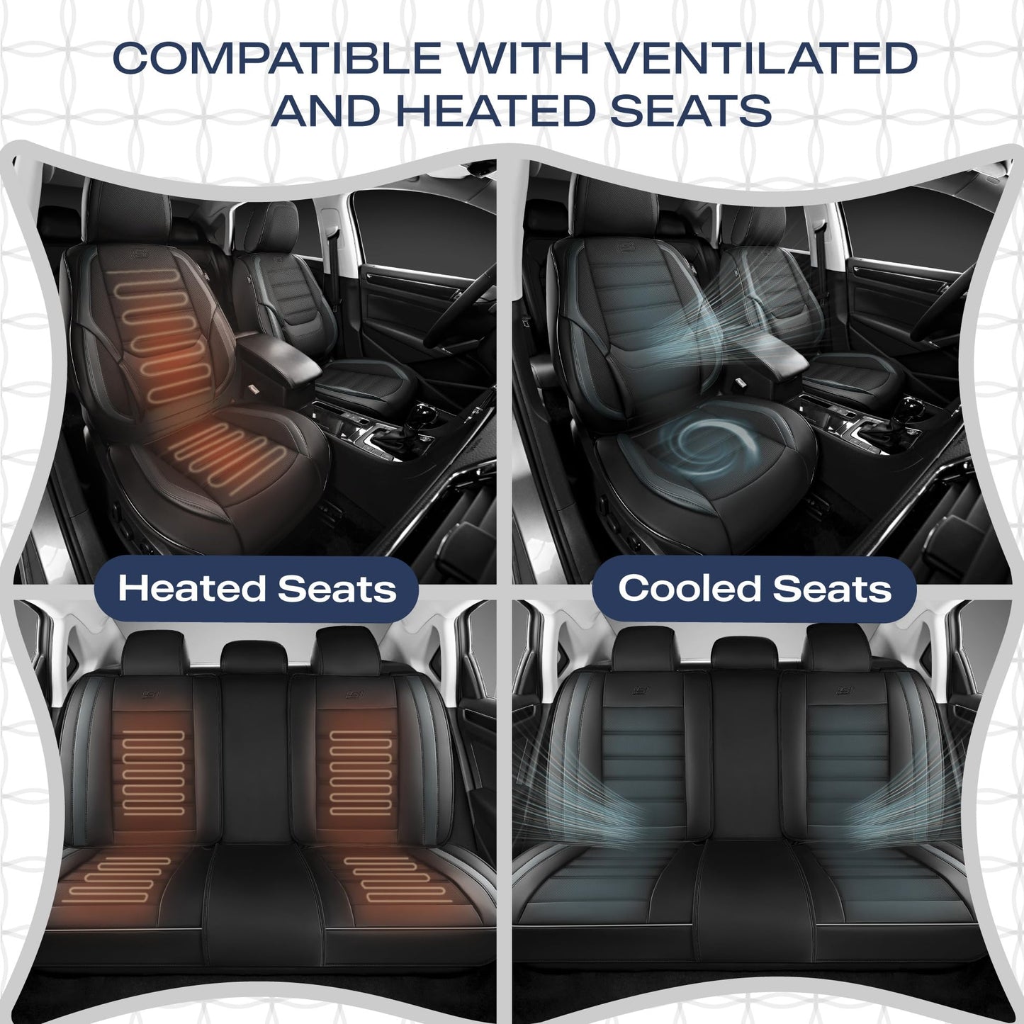 Skechers MAX Cushioning - Fundas de asiento de coche, fundas de asiento de coche de cuero y espuma viscoelástica, impermeable, protector de asientos de coche, asientos delanteros, cojín de asiento de