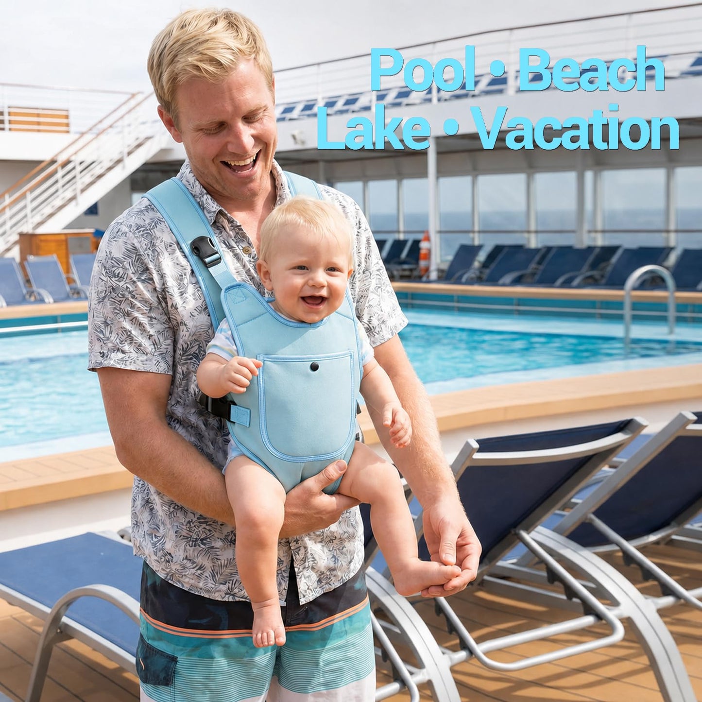 Portabebés de neopreno para bebés recién nacidos a niños, ergonómico e impermeable para el pecho con correas ajustables, transpirable y ligero, equipo de uso para verano, piscina, natación y playa