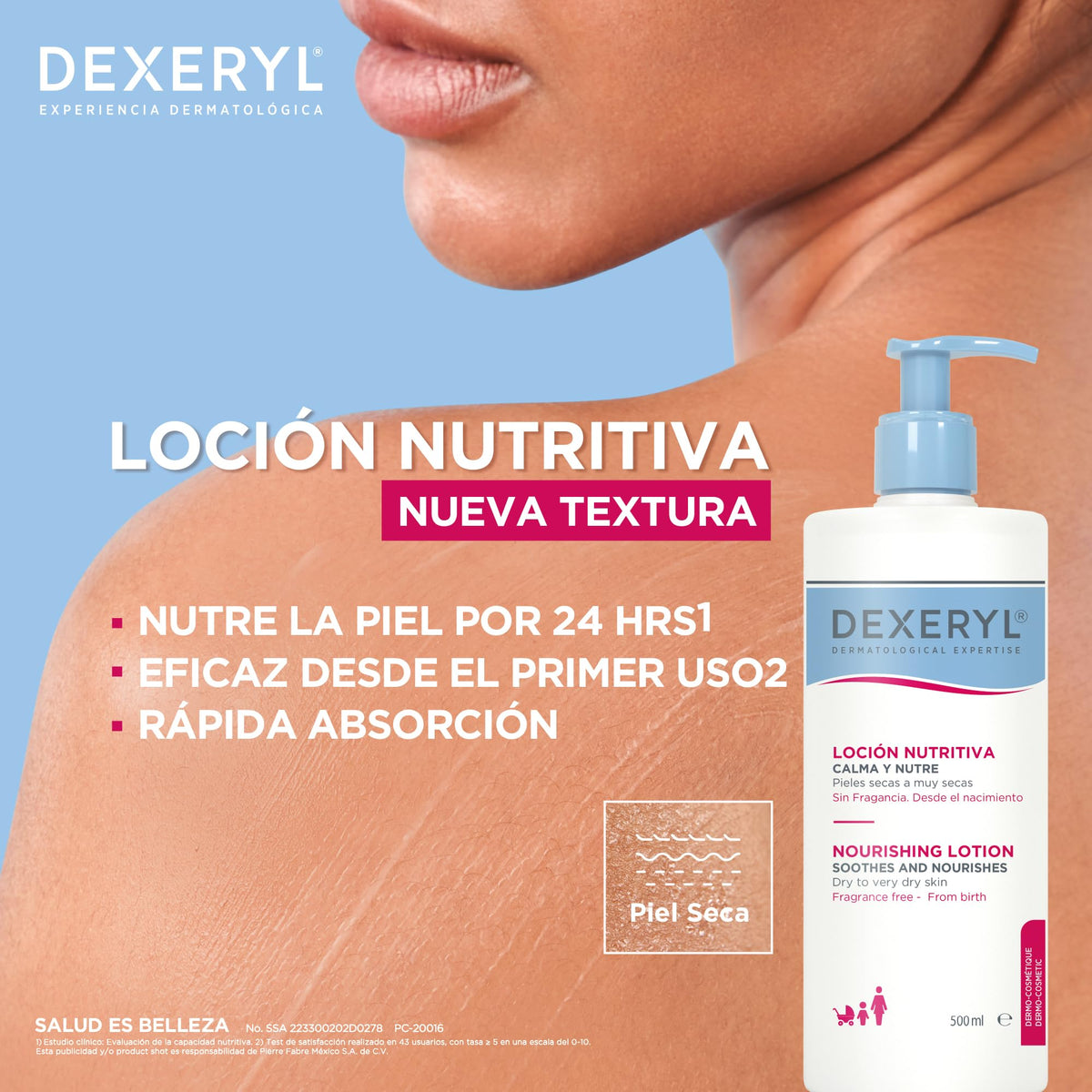 Dexeryl Loción Hidratante Nutritiva Piel Seca y Muy Seca Nutre 24h 500ml