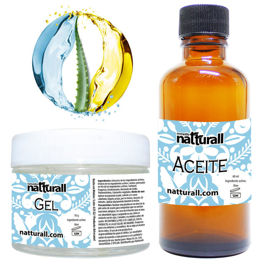 Pack Facial de Gel Orgánico de Aloe Vera (50g) y Aceite de Aloe Vera (60ml) - Tratamiento Facial Natural y Nutritivo
