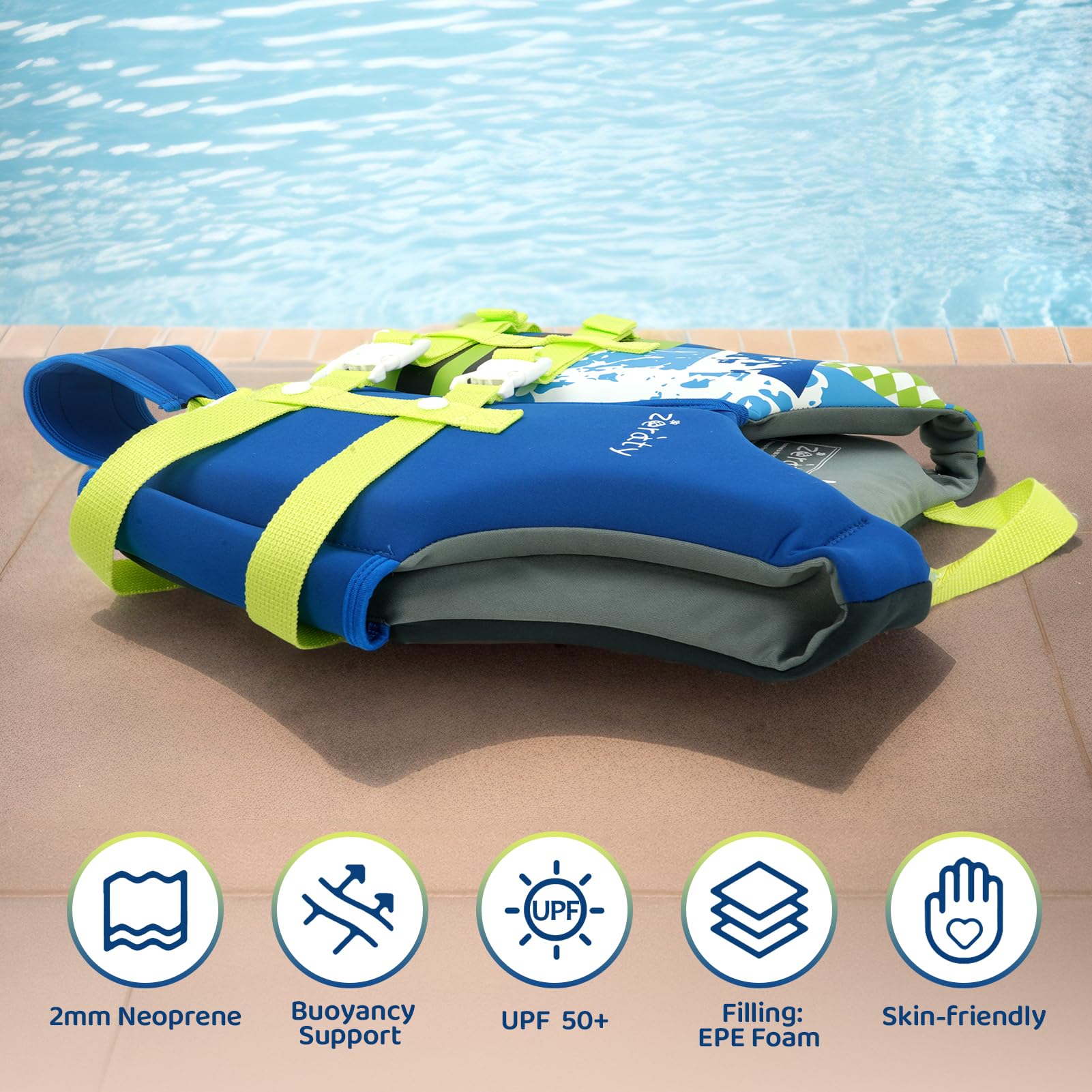 Bañador Zeraty Azul Correa de Seguridad Ajustable para Niños