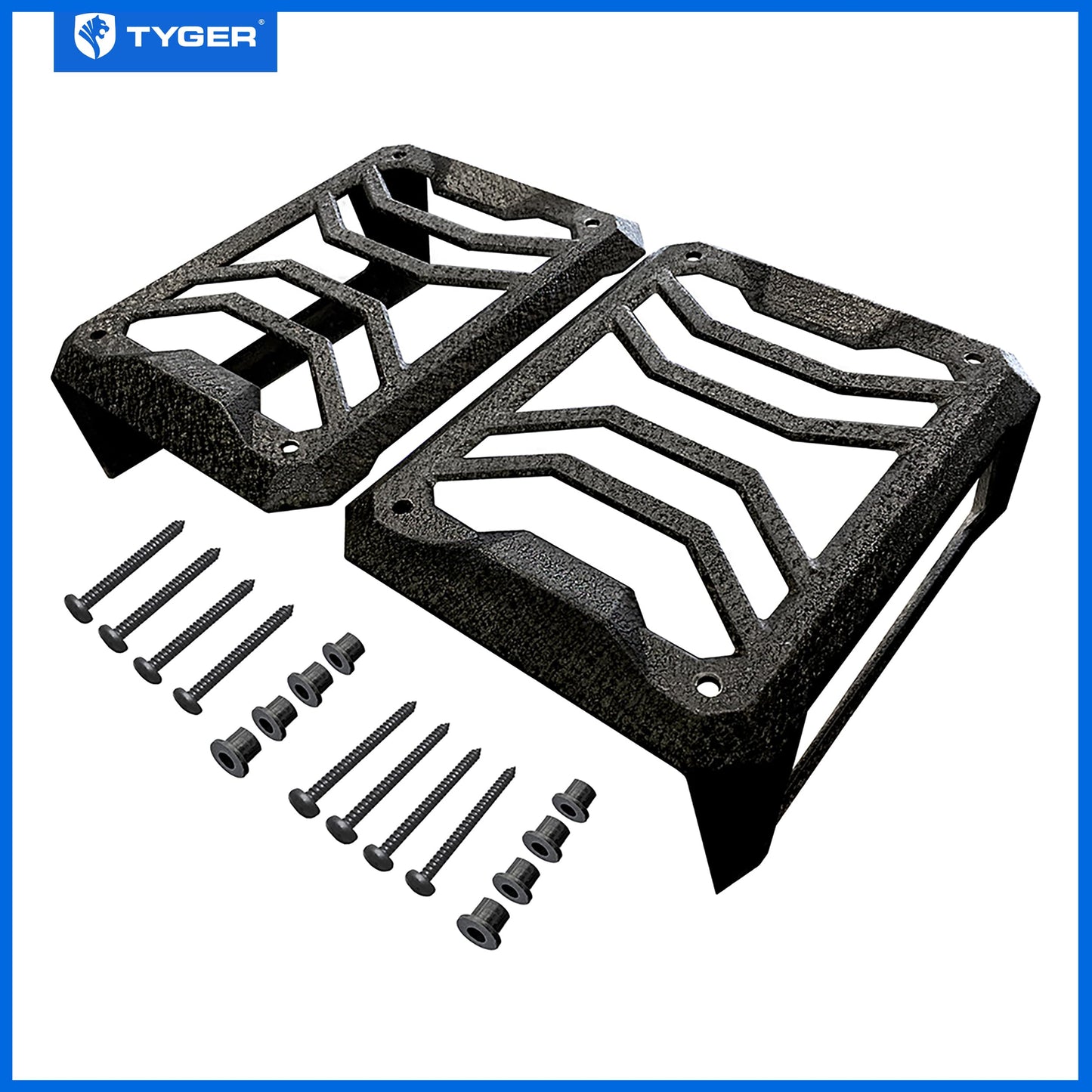 Tyger Auto TG-TG7J83338 Cubiertas de protección de luz trasera compatibles con Jeep Wrangler JK 2007-2018 (no para JL) | Negro texturizado, aleación de aluminio fundido, revestimiento en polvo