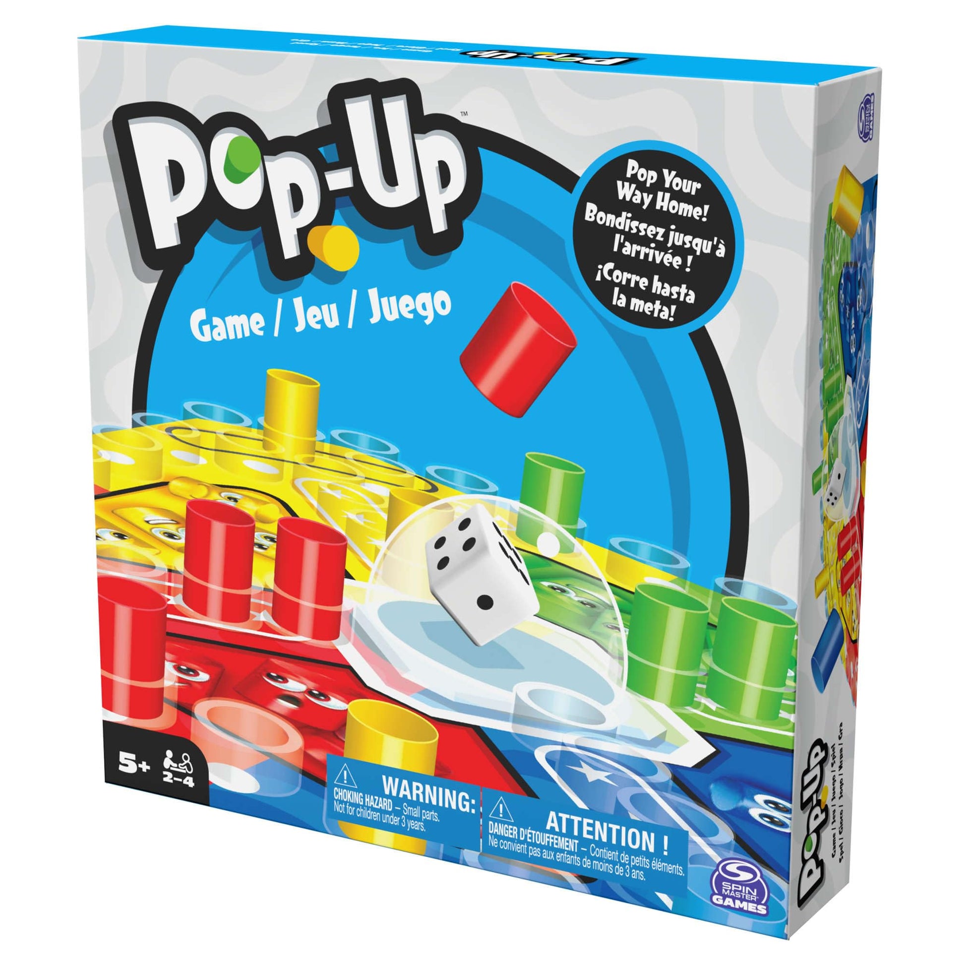 Spin Master Games, Juego Pop-Up para niños, Colorido Juego de Mesa para 2-4 Jugadores con Tirador automático para Noches de Juego en Familia