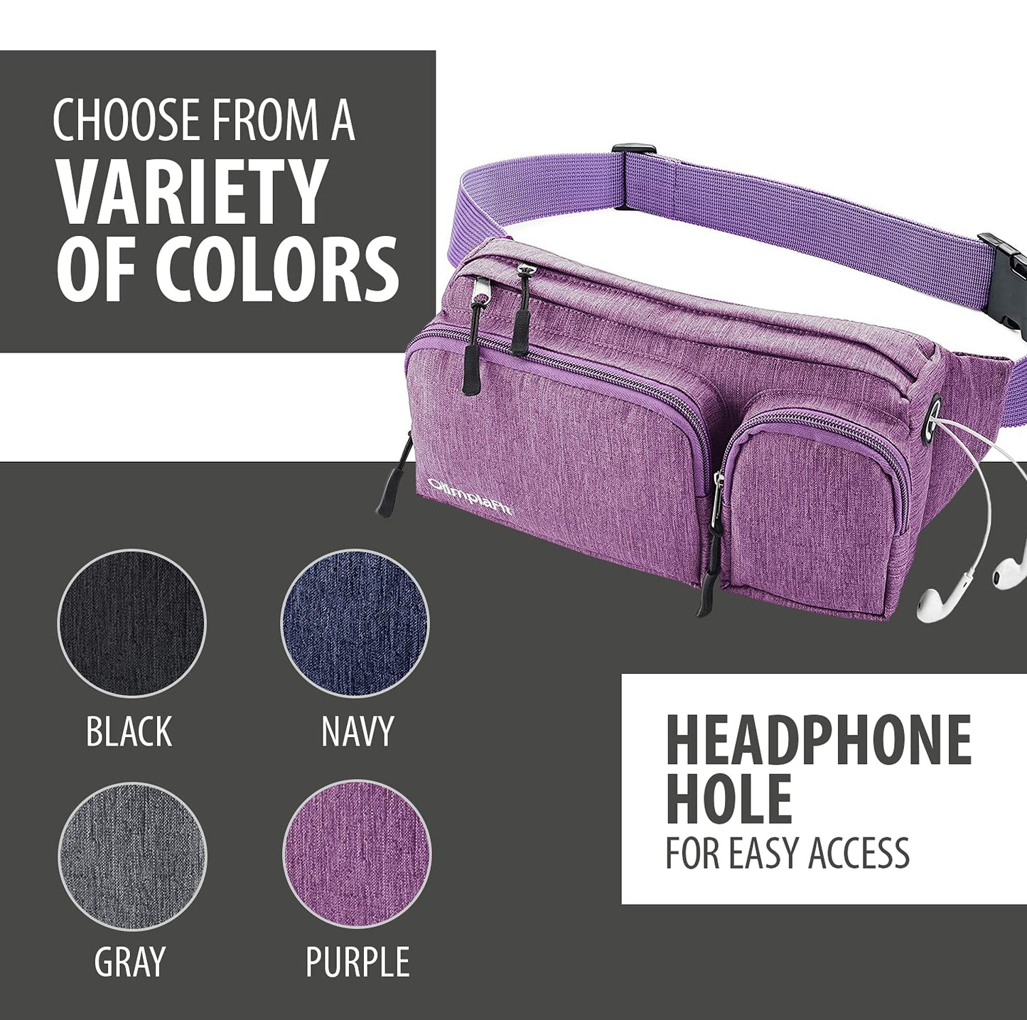 Cangurera para mujeres y hombres, bonita, para cintura, para senderismo, viaje campamento, correr, agujero para audífonos, cinturón de dinero con 6 bolsillos, extensión de la correa, llevar fácilmente cualquier teléfono, pasaporte, portafolios, soporte re