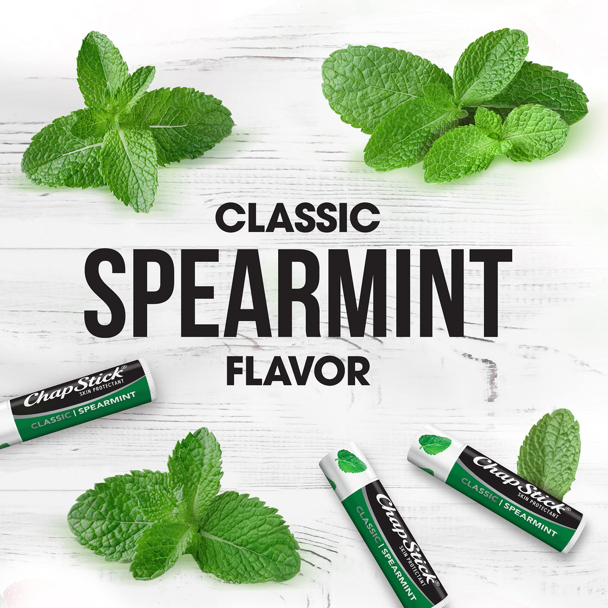 ChapStick Classic Spearmint - Tubos de bálsamo labial de menta verde ChapStick para el cuidado de los labios, 0.15 onzas