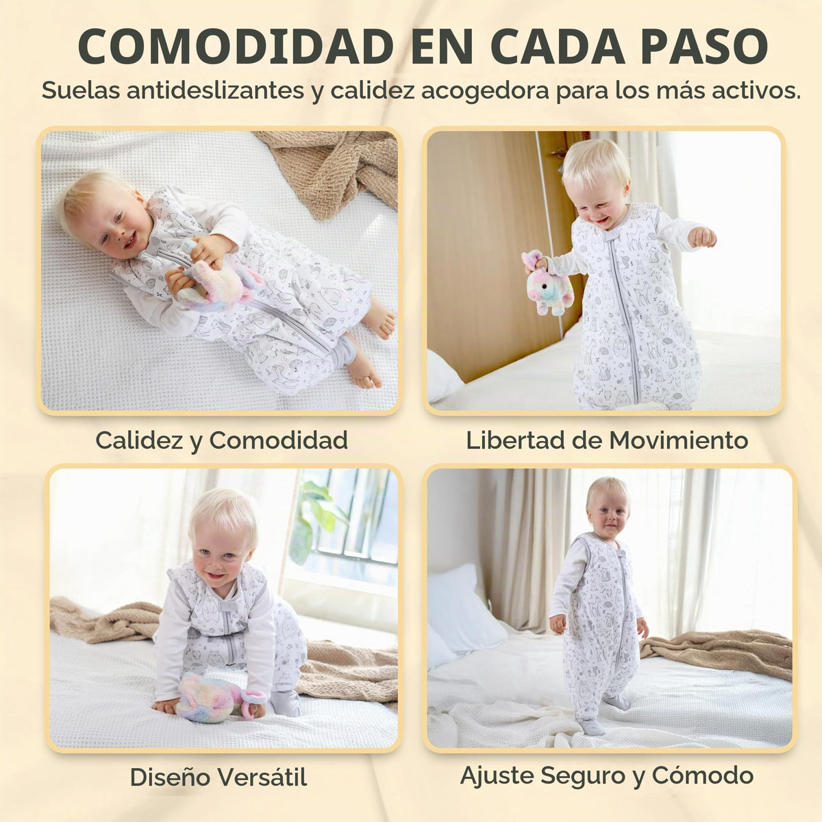 Mama Cheetah - Saco de dormir para niños pequeños con pies 3T-4T, 0.5 TOG de algodón orgánico para bebés con piernas, saco de dormir para caminantes, caminante temprano, talla L