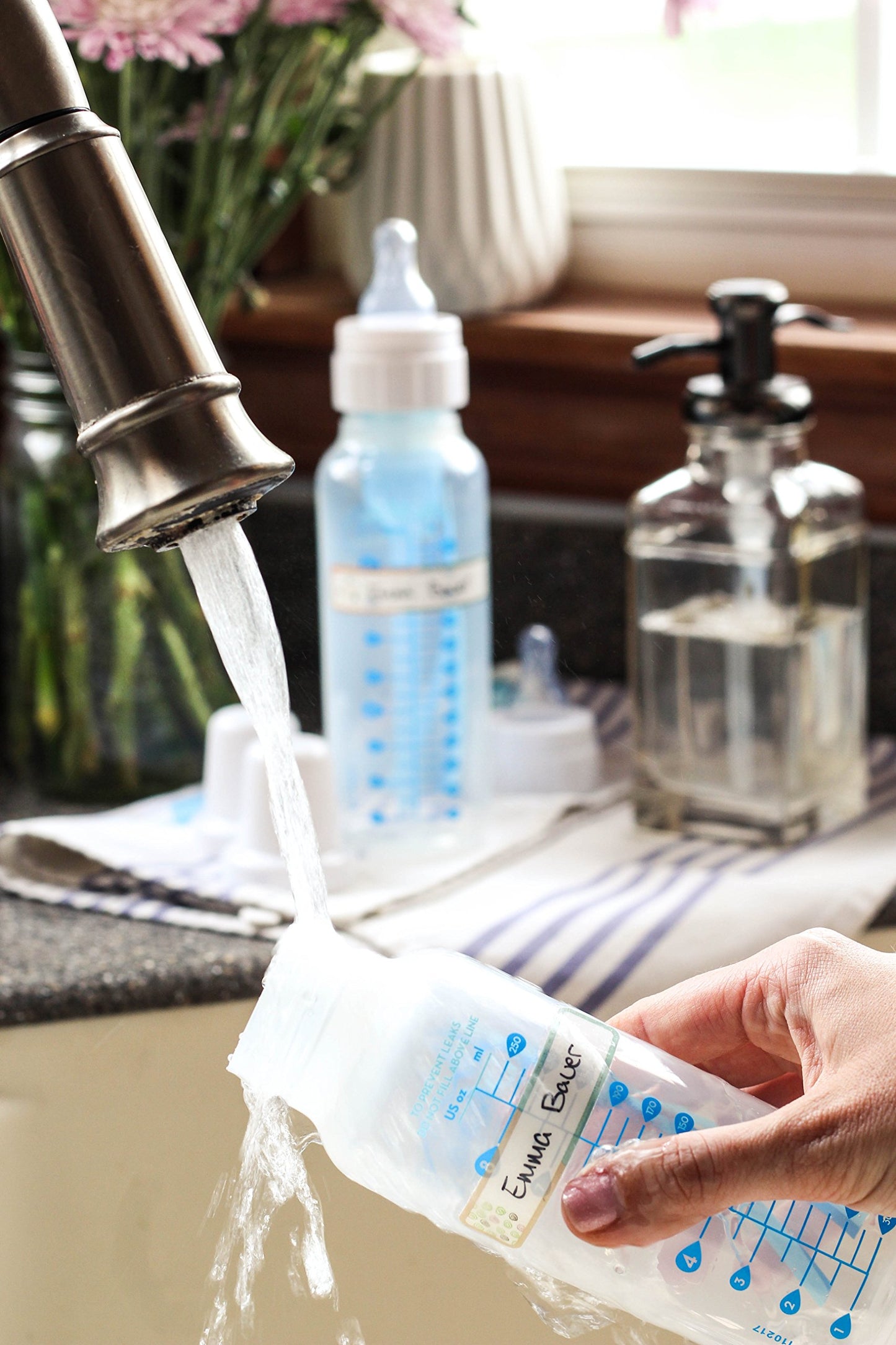 Etiquetas para biberones, escriba, autolaminadas, resistentes al agua, etiquetas de nombre personalizadas para niños para biberones, vasos sippy para guardería y escuela, aptas para lavaplatos, para