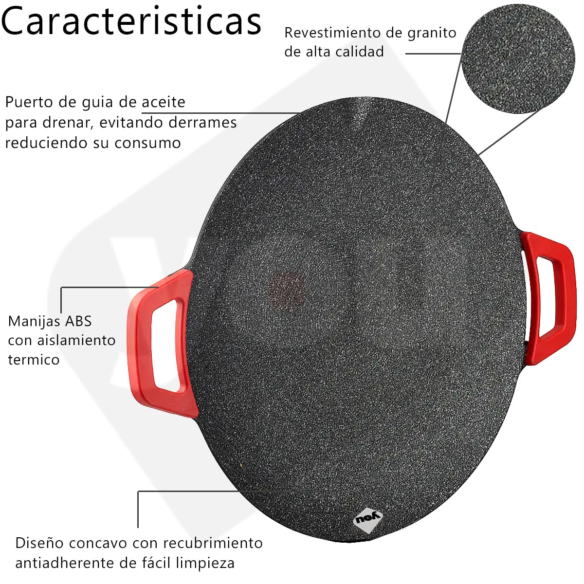 Sartén Eléctrico Antiadherente Comal Parrilla Barbacoa Termostato negro