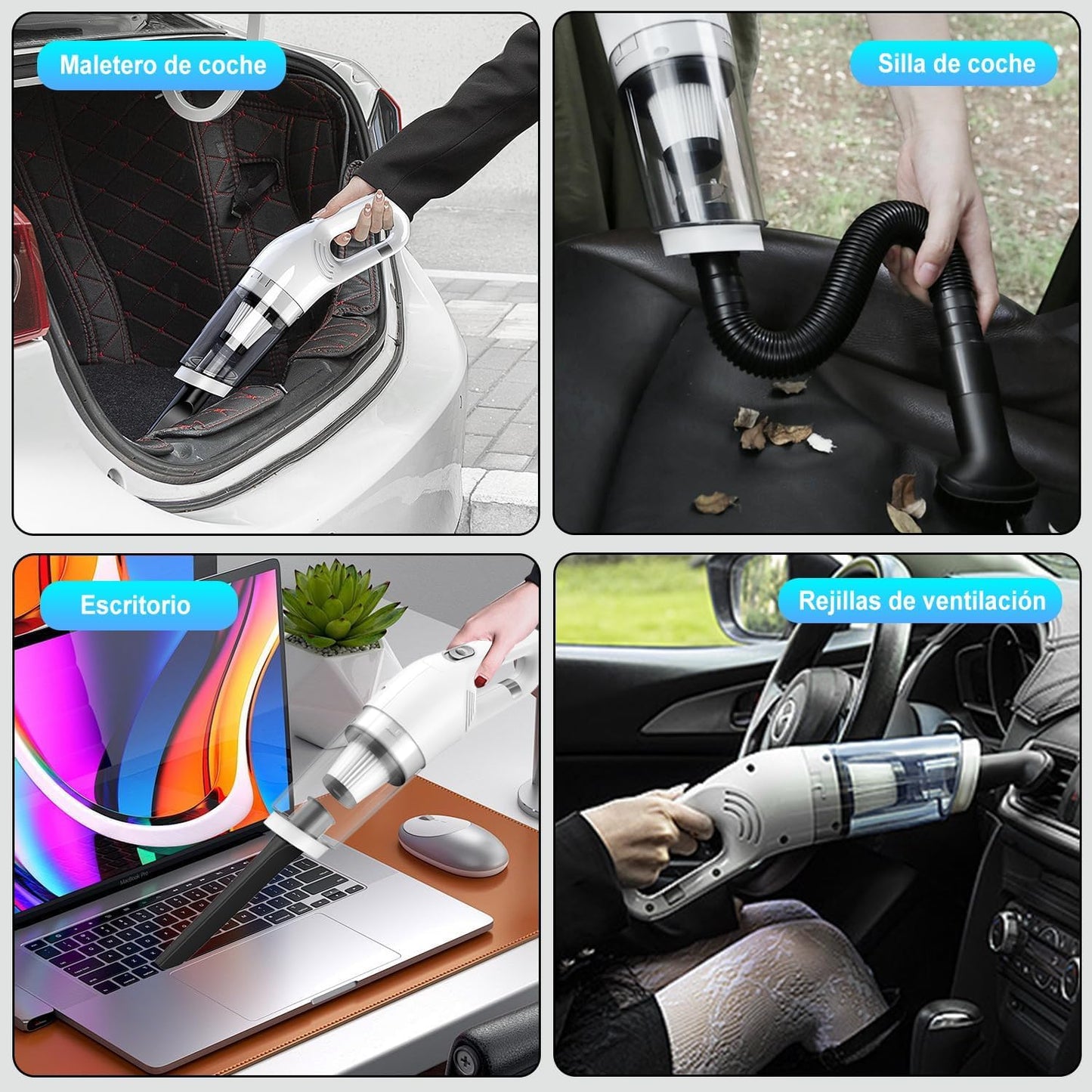sdlogal LT-113CG Aspirador de Mano portátil inalámbrico para hogar automóvil Color Blanco