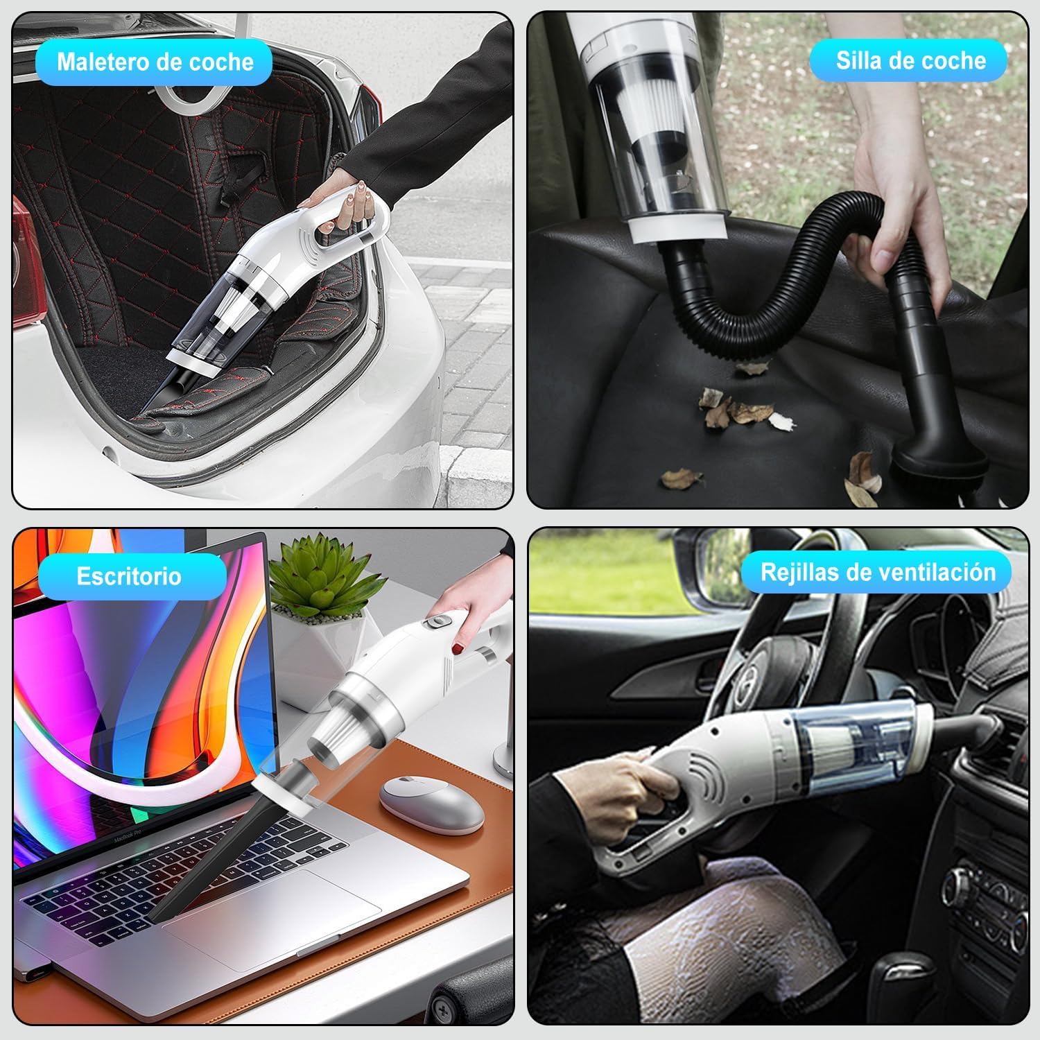 sdlogal LT-113CG Aspirador de Mano portátil inalámbrico para hogar automóvil Color Blanco