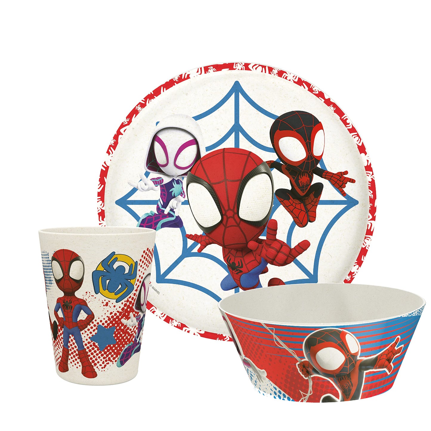 Juego de Vajilla Zak Designs Marvel Spider-Man Rojo Melamina Bambú para Niños (3 Piezas)