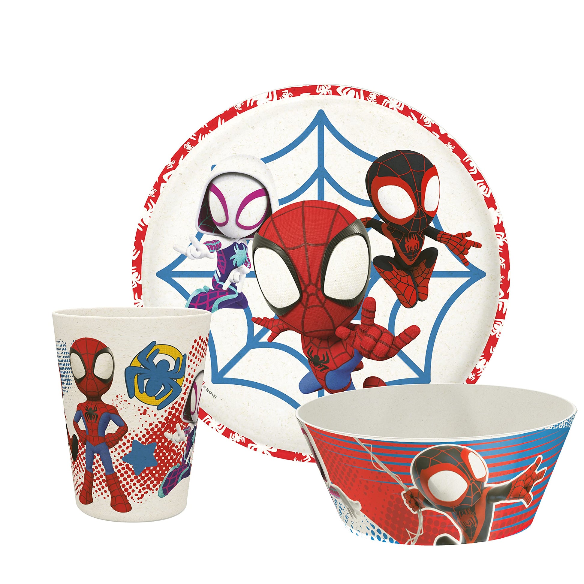Juego de Vajilla Zak Designs Marvel Spider-Man Rojo Melamina Bambú para Niños (3 Piezas)