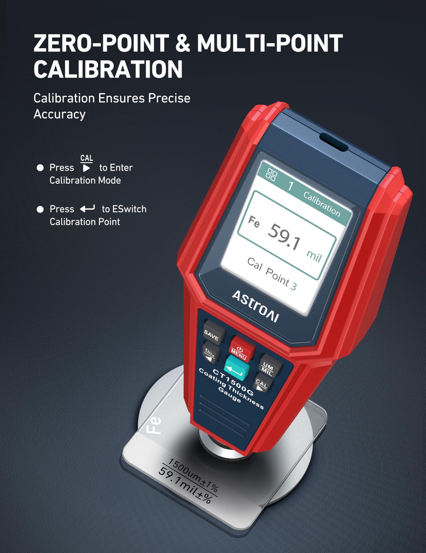 AstroAI Medidor de espesor de pintura para coche, medidor de profundidad de pintura/probador de revestimiento para comprobar el revestimiento original del automóvil, con alarma de límite
