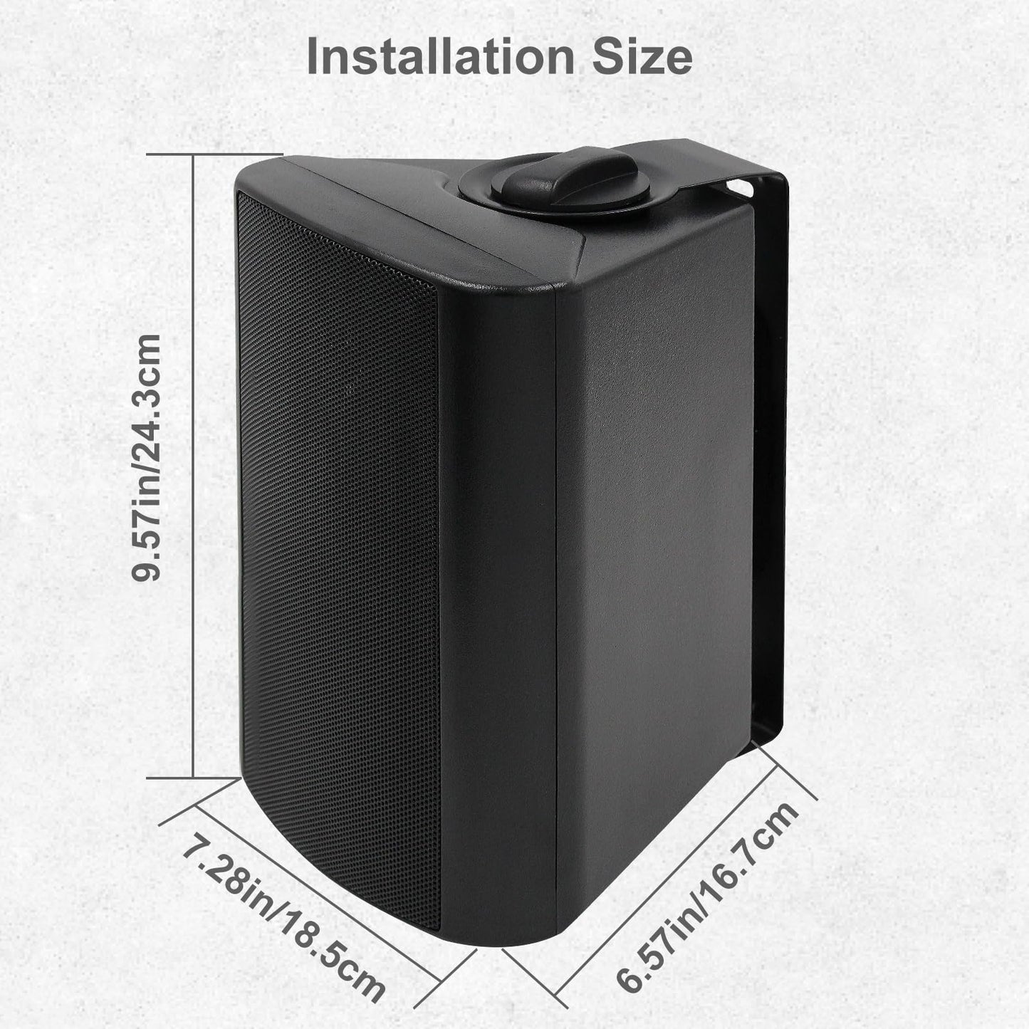 Herdio - Altavoces de Pared para Patio Interior y Exterior de 5.25 Pulgadas, 200 W, Sistema de Montaje en Pared para Todo Tipo de Clima, un par, Negro