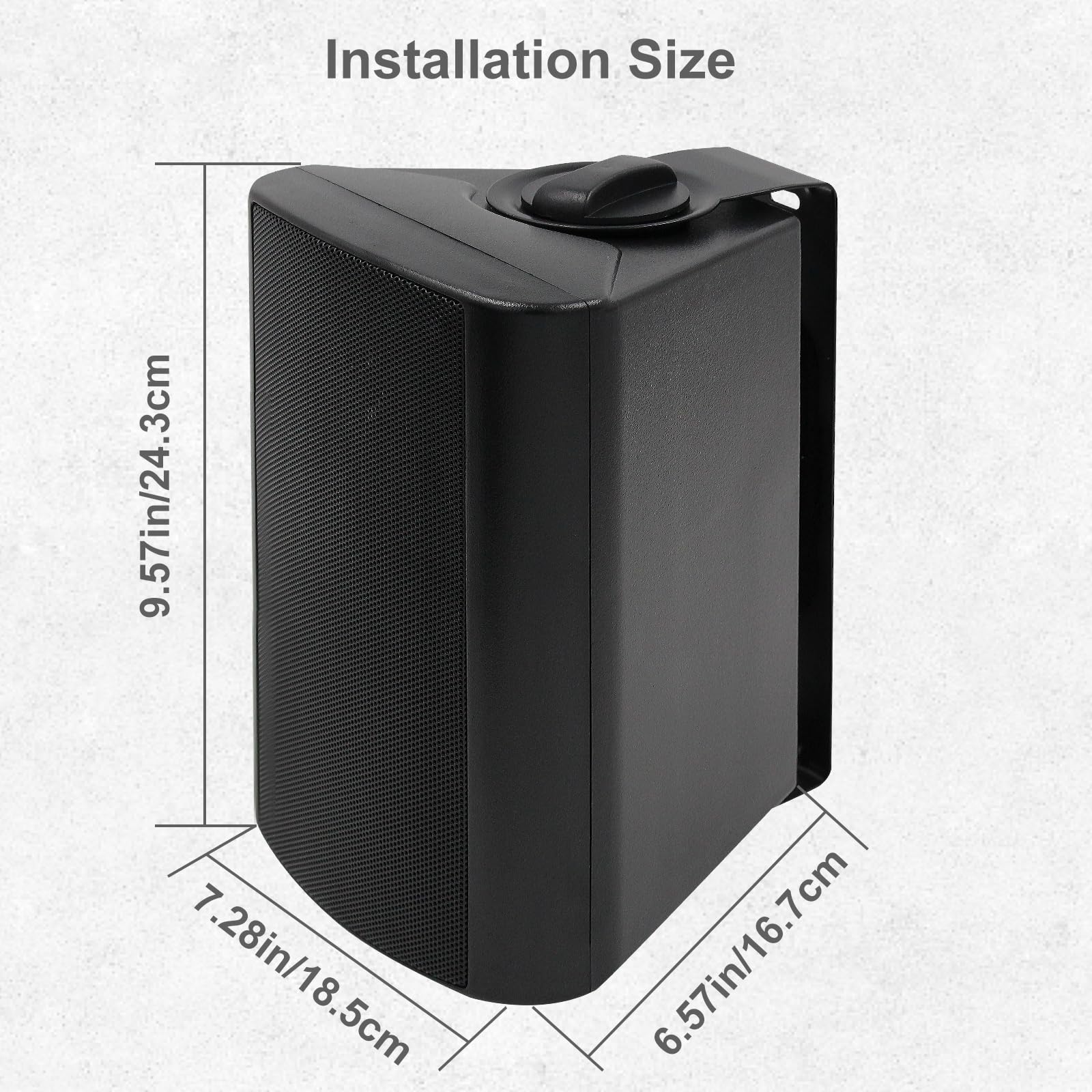 Herdio - Altavoces de Pared para Patio Interior y Exterior de 5.25 Pulgadas, 200 W, Sistema de Montaje en Pared para Todo Tipo de Clima, un par, Negro