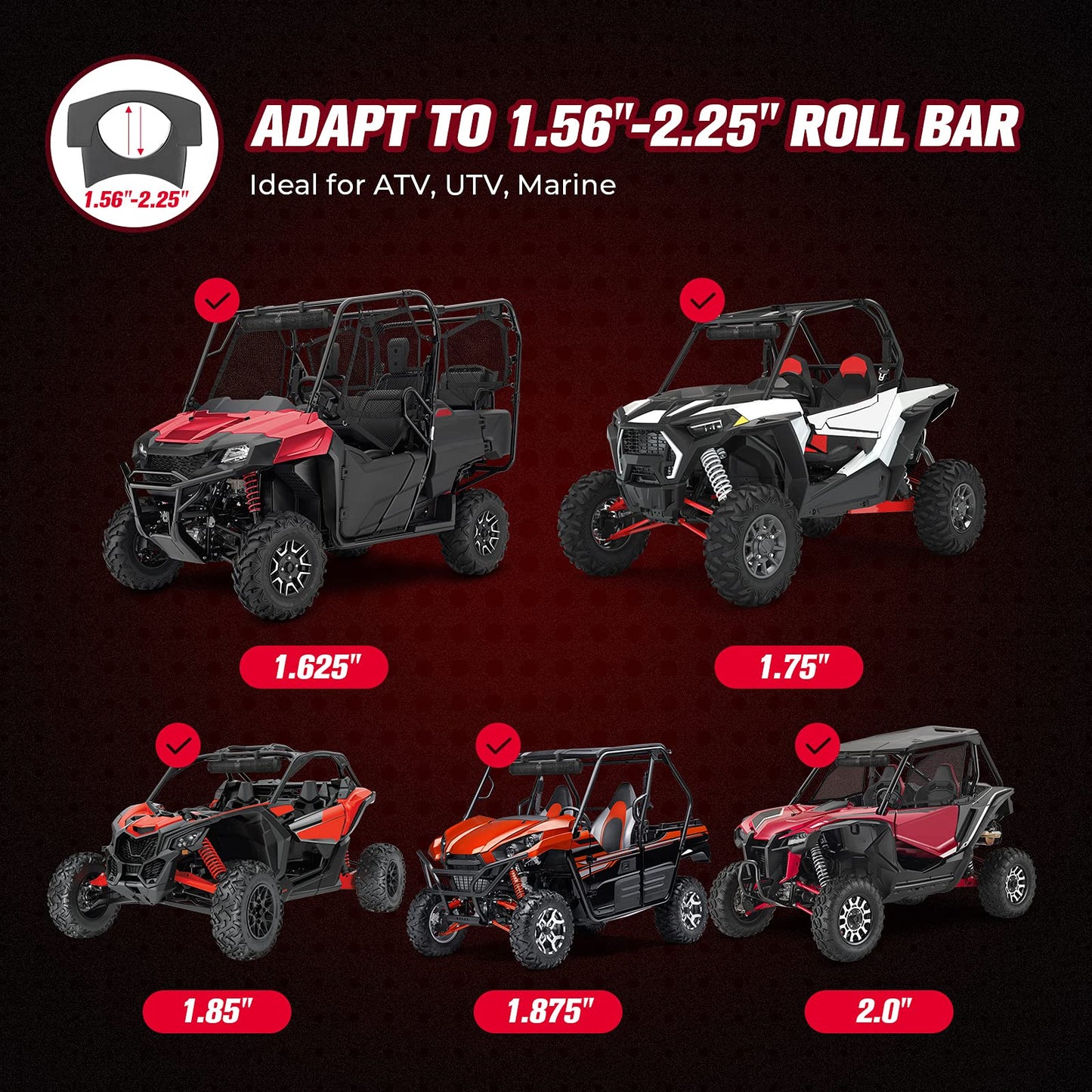 Barra de sonido Kemimoto UTV de 28 pulgadas, 2X altavoz de agudos y 4X subwoofer compatible con Bluetooth barra de sonido compatible con Polaris RZR Can-Am X3 Defender CFMOTO para jaula de 1.5 a 2.25
