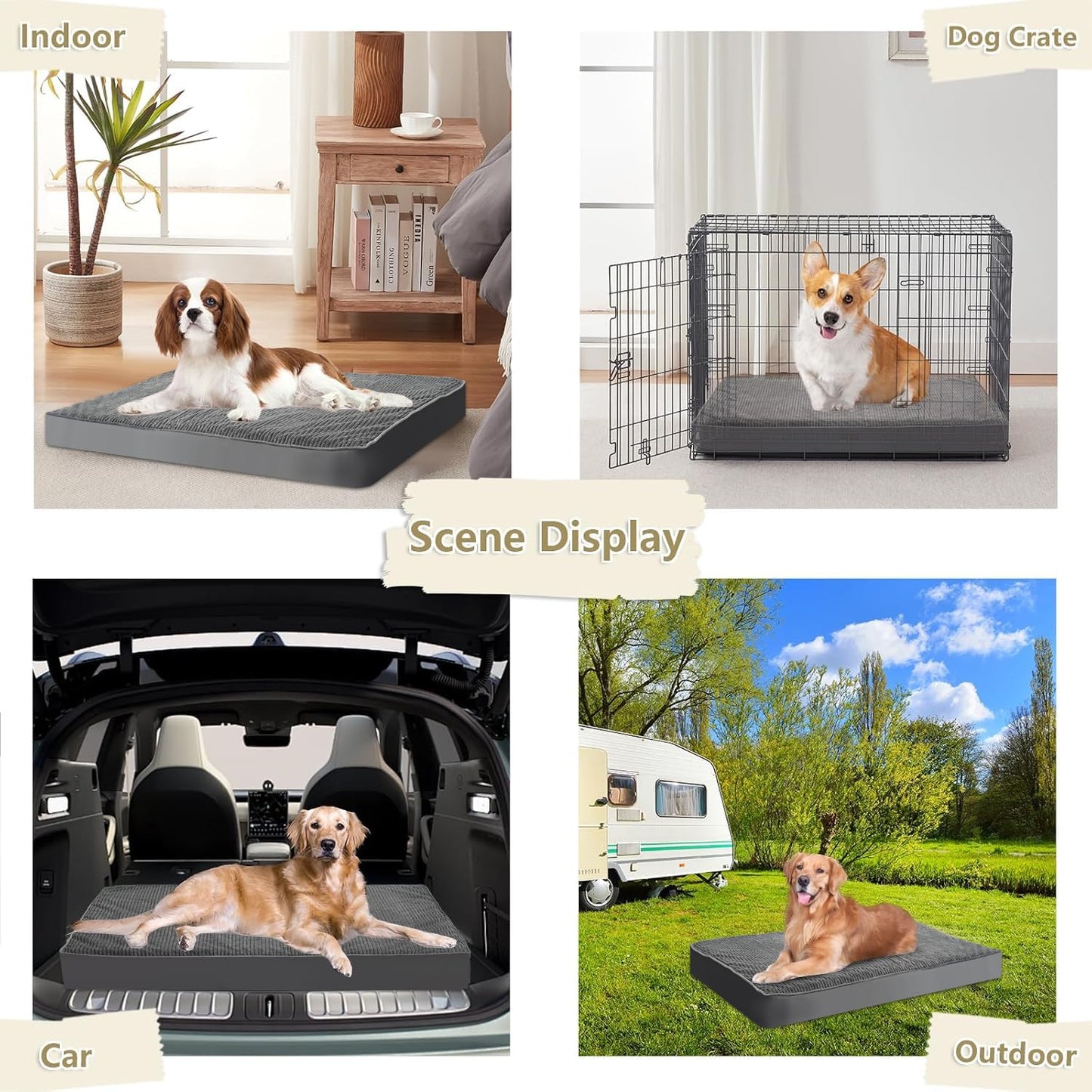 LINGLUCKY Cama para Perros Grande,120cm* 80cm Cama Ortopédica para Perros con Espuma Viscoelástica de Recuperación Lenta,XXL 47in Impermeable de Doble Cara Extraíble y Lavable con Base Antideslizante