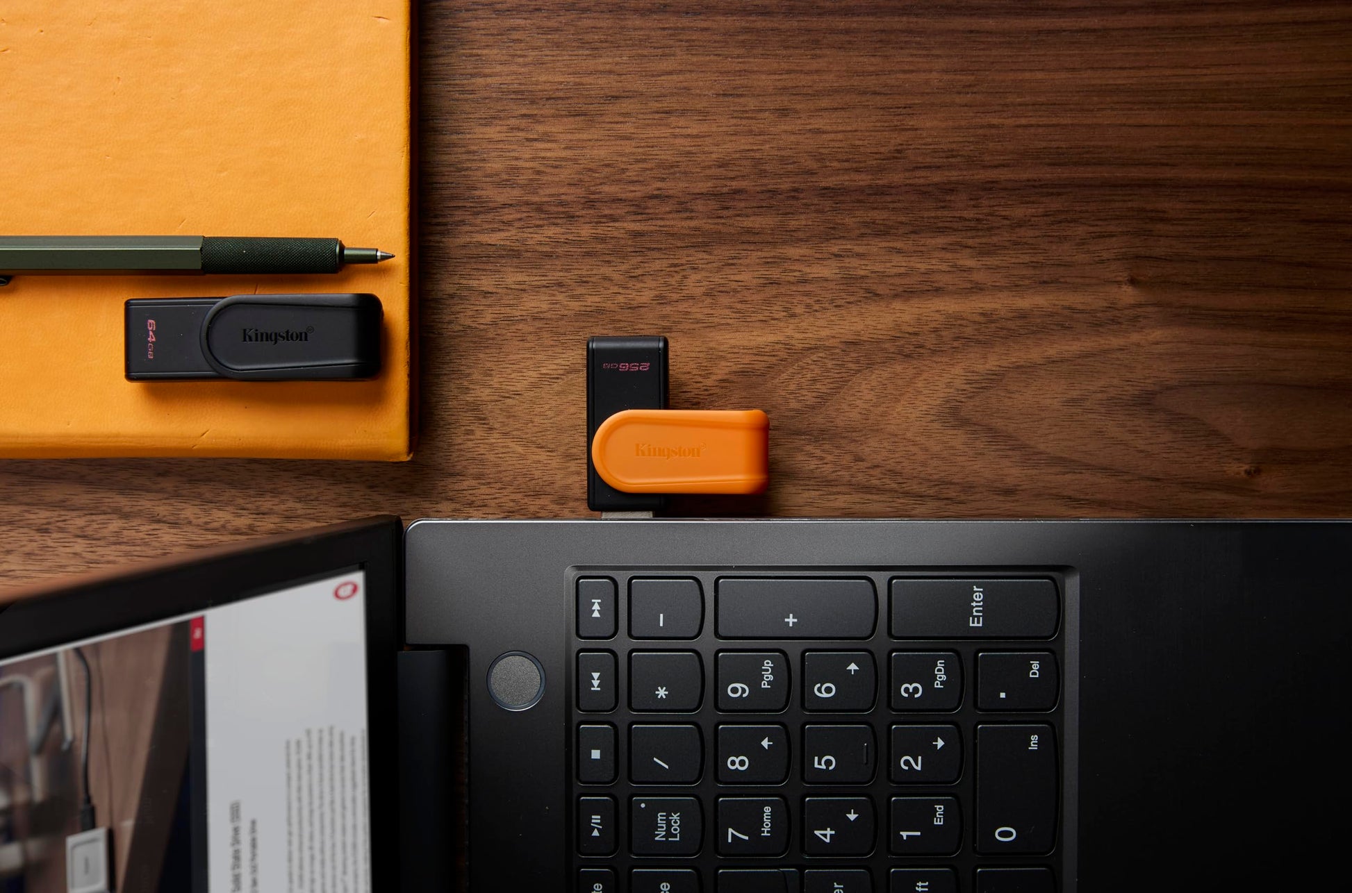 Kingston USB DataTraveler Exodia S, Capacidad: 256GB, USB-A 3.2 Gen 1, Color: Negro/Naranja, SKU: DTXS/256GB
