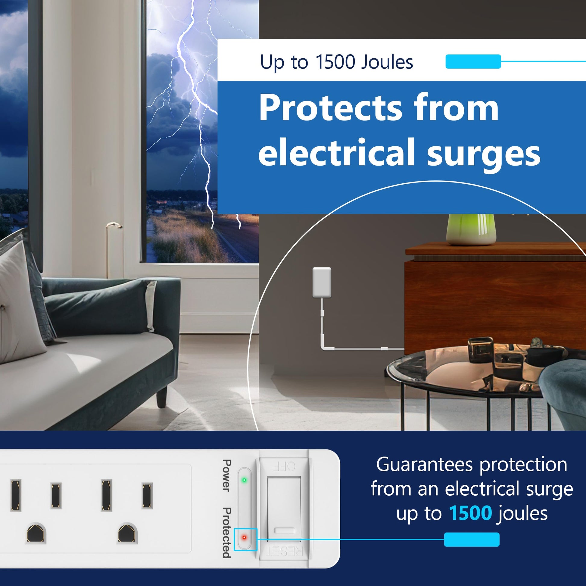 LIDER Extensor de toma protegido contra sobretensiones, tira de alimentación de 4 tomas, USB tipo A de 21 W y 2 puertos USB tipo C, enchufe de placa de pared ultrafino con extensor de cable, cara