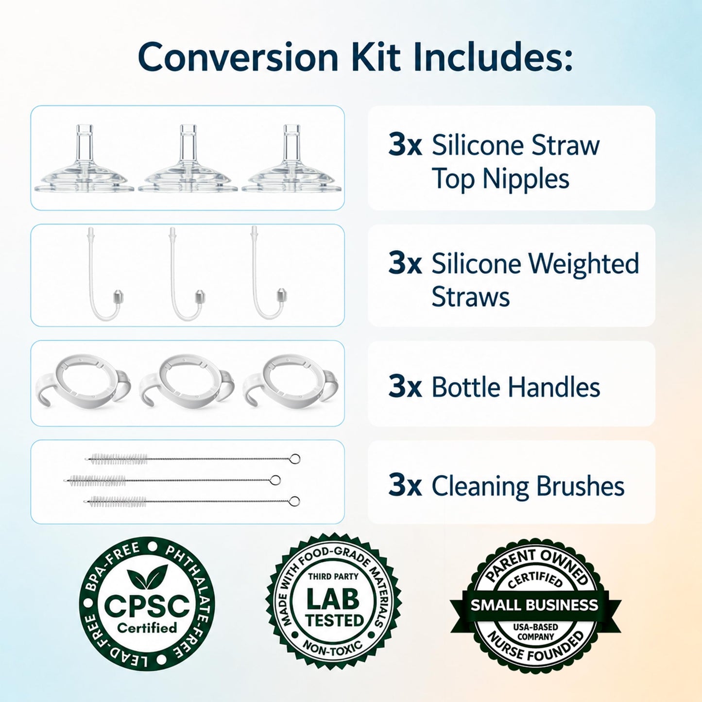 Kit de conversión de taza con pajita para biberones naturales de bebé Philips Avent, 2 unidades, tetinas de pajita de silicona de grado alimenticio y pajita ponderada, asas de botella, cepillo de