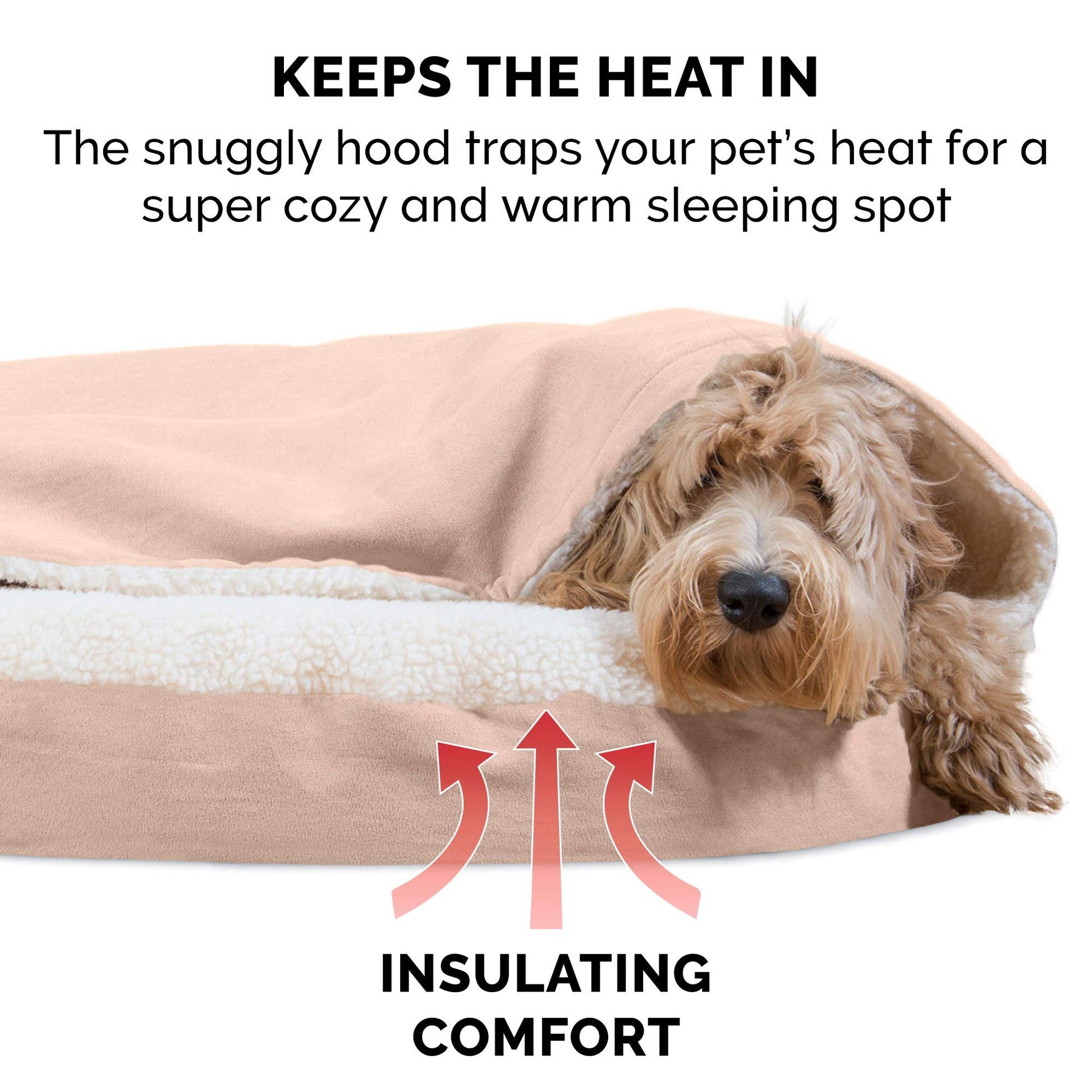 Furhaven Cama para Mascotas para Perros y Gatos, Manta de Sherpa y Gamuza, Cama ortopédica Redonda para Perros, Funda extraíble Lavable a máquina, Color Crema, 26 Pulgadas