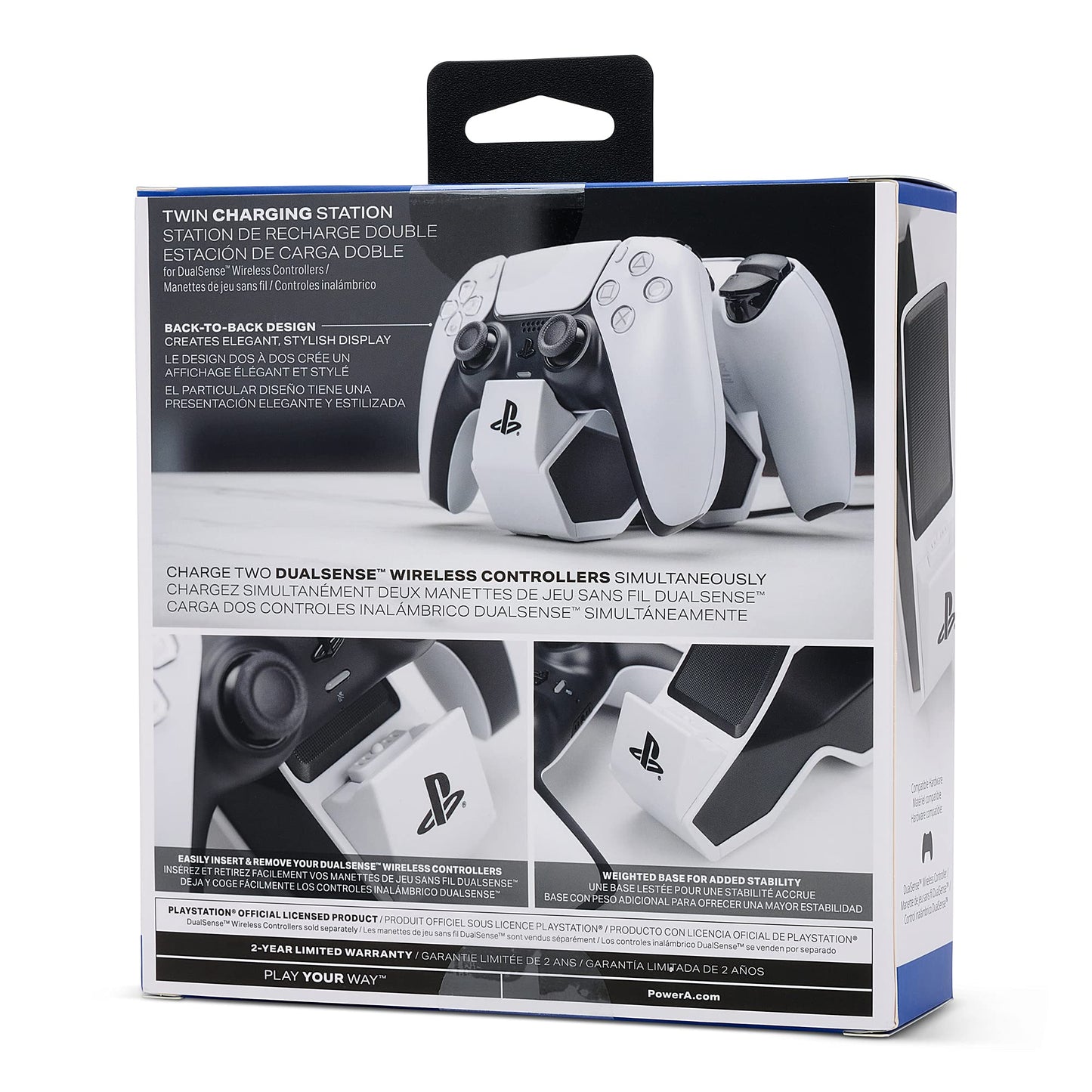 Estación de Carga Dual PowerA Blanco Twin Edition para Controles Inalámbricos Dualsense PlayStation 5