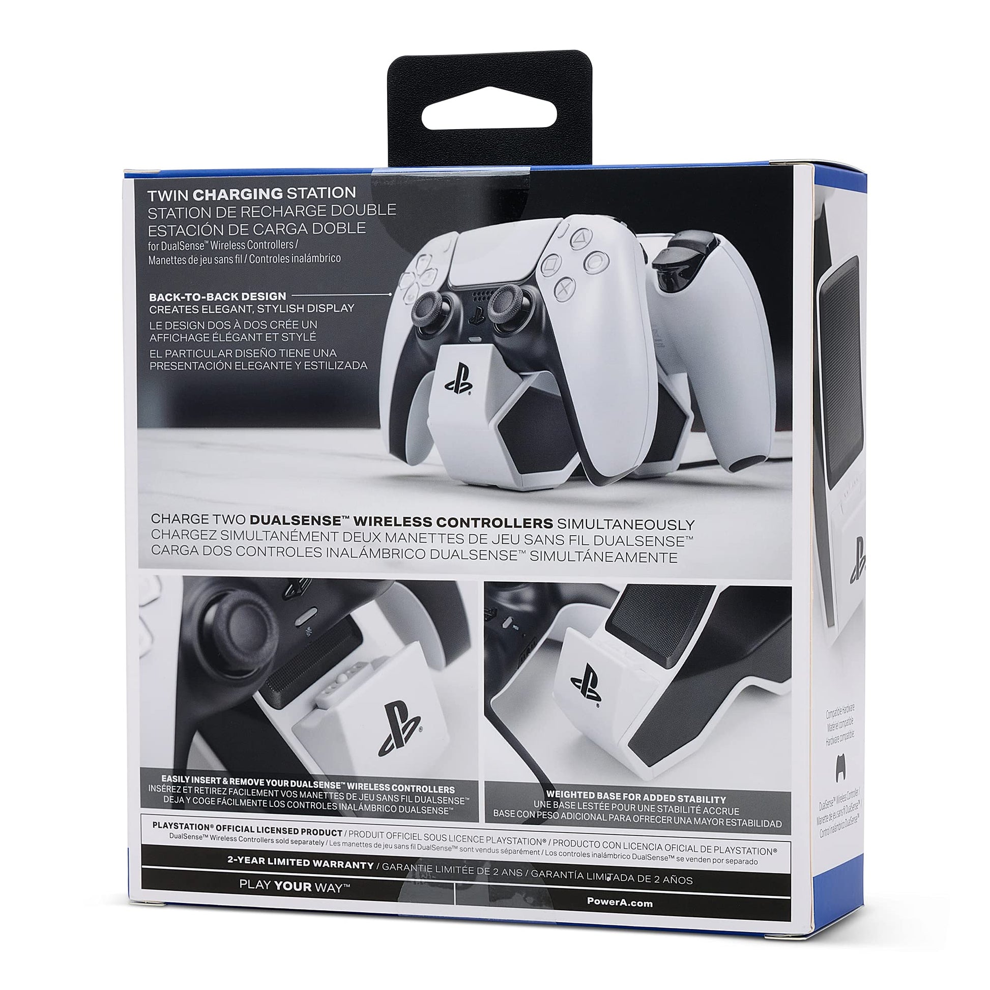 Estación de Carga Dual PowerA Blanco Twin Edition para Controles Inalámbricos Dualsense PlayStation 5