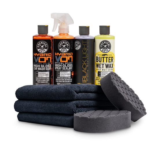 Chemical Guys Kit para el Coche Negro - Set definitivo para el Cuidado del Coche Negro para Limpiar, abrillantar y Proteger (9 artículos)