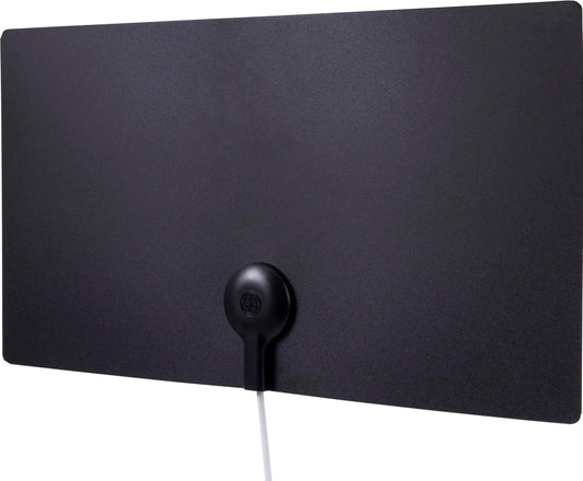 GE Antena de TV Interior Ultra Edge, Negro, Blanco, 4K 1080P VHF UHF, Antena de Largo Alcance, Digital, Antena HDTV, Compatible con Smart TV, Cable coaxial de 6 pies, 11264
