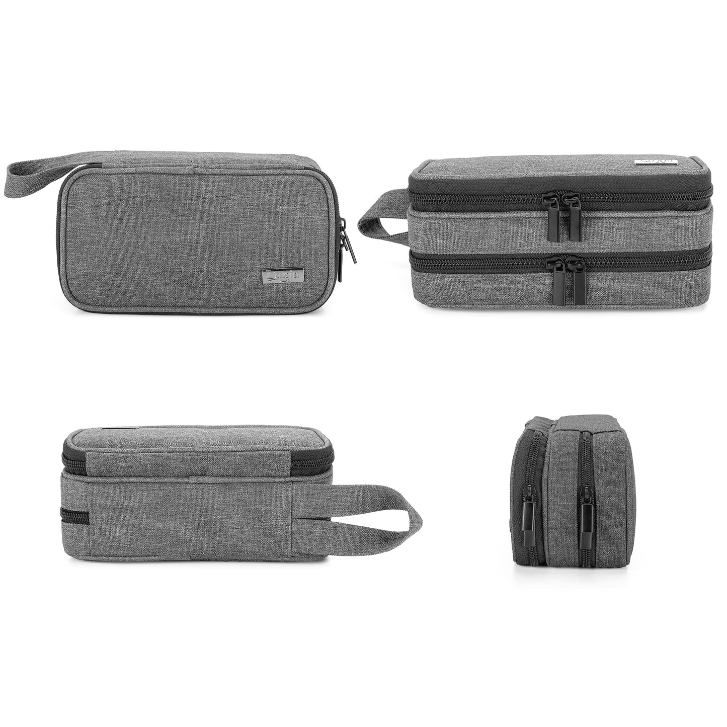 (Double-layer Bag, Gray) - Luxja Essential Oil Carrying Case - Holds 12 Bottles (5ml-15ml, Also Fits for Roller Bottles), Portable Double-Layer Organiser for Essential Oil and Accessories, Grey