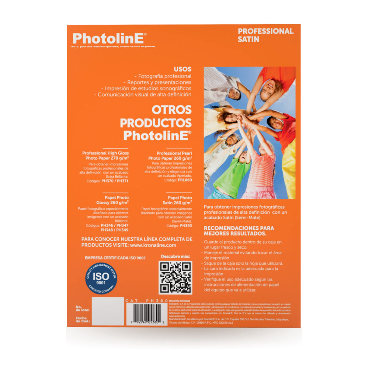 Papel Fotográfico Satin Profesional 270g Blanco Paquete de 50 Hojas Tamaño Carta