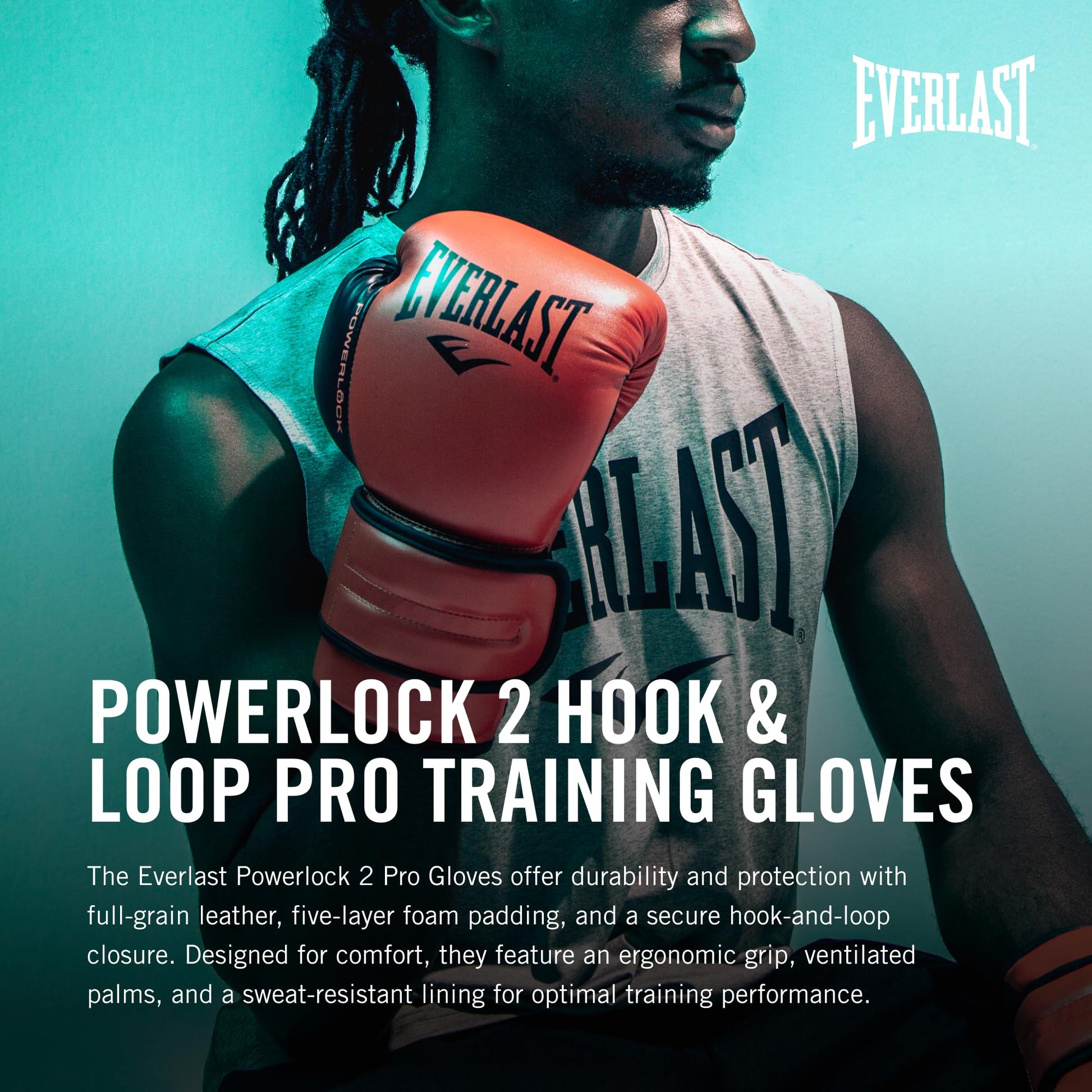 Guante de Entrenamiento Everlast PowerLock2 Rojo Negro 16 Onzas