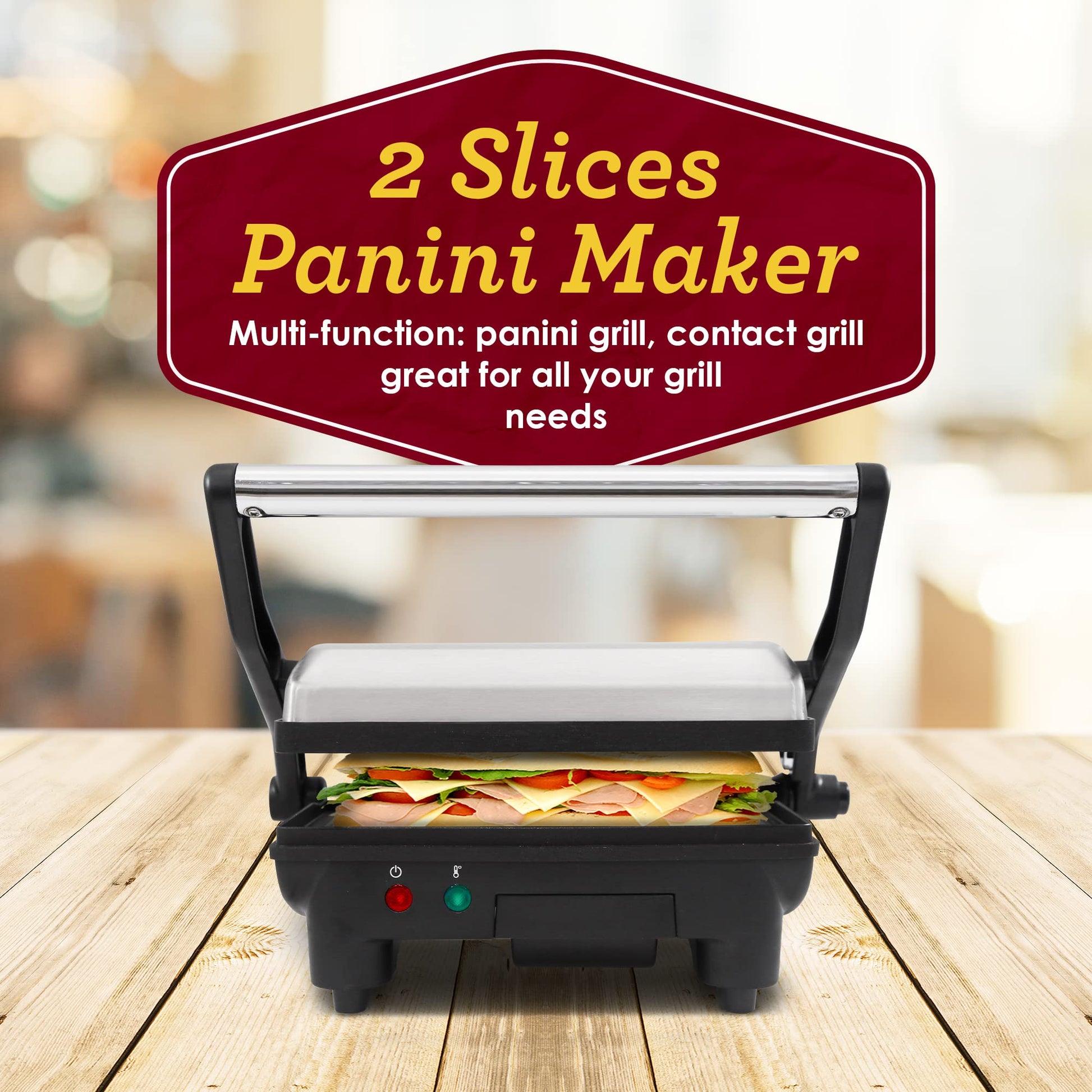 Elite Gourmet EPN-2976# 2 en 1 parrilla antiadherente Panini Press & Indoor Grill, abre una sandwichera gourmet de 180 grados, bisagra flotante para todos los alimentos, parrilla de contacto con